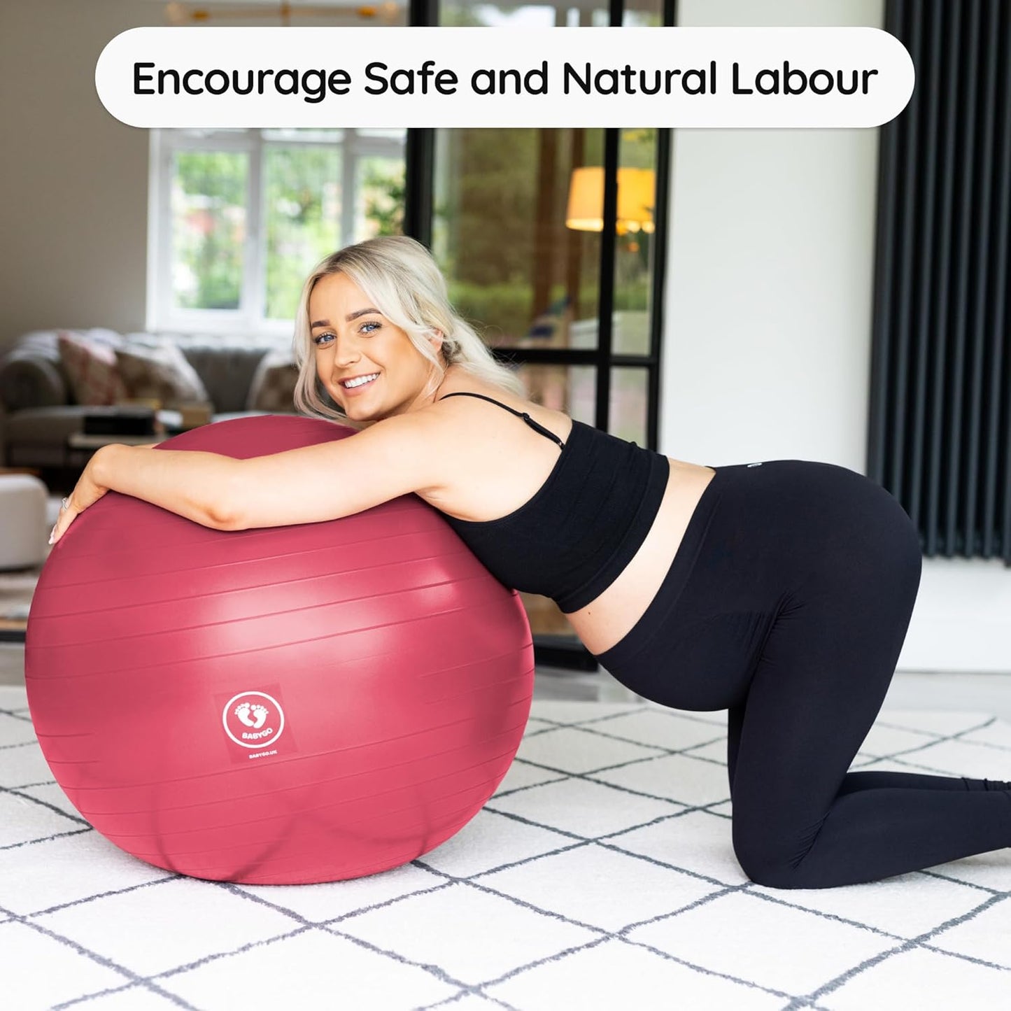 BABYGO® Birthing Ball for Pregnancy & Labor + Our Award Winning Book - Exercise, Birth & Recovery Plan, 5X Stronger Than a Yoga Ball with Eco Friendly Material