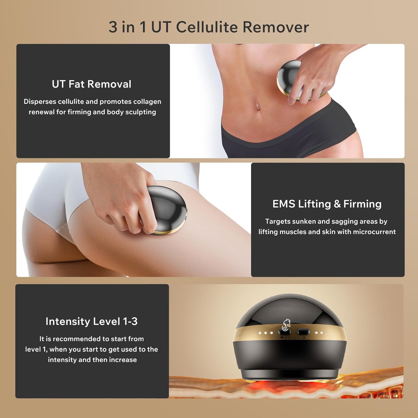 Depsoul Body Massager, 2 in 1 Professional Wireless Electric Massager with 3 Gears for Belly, Waist, Leg, Butt, Arm (Black)