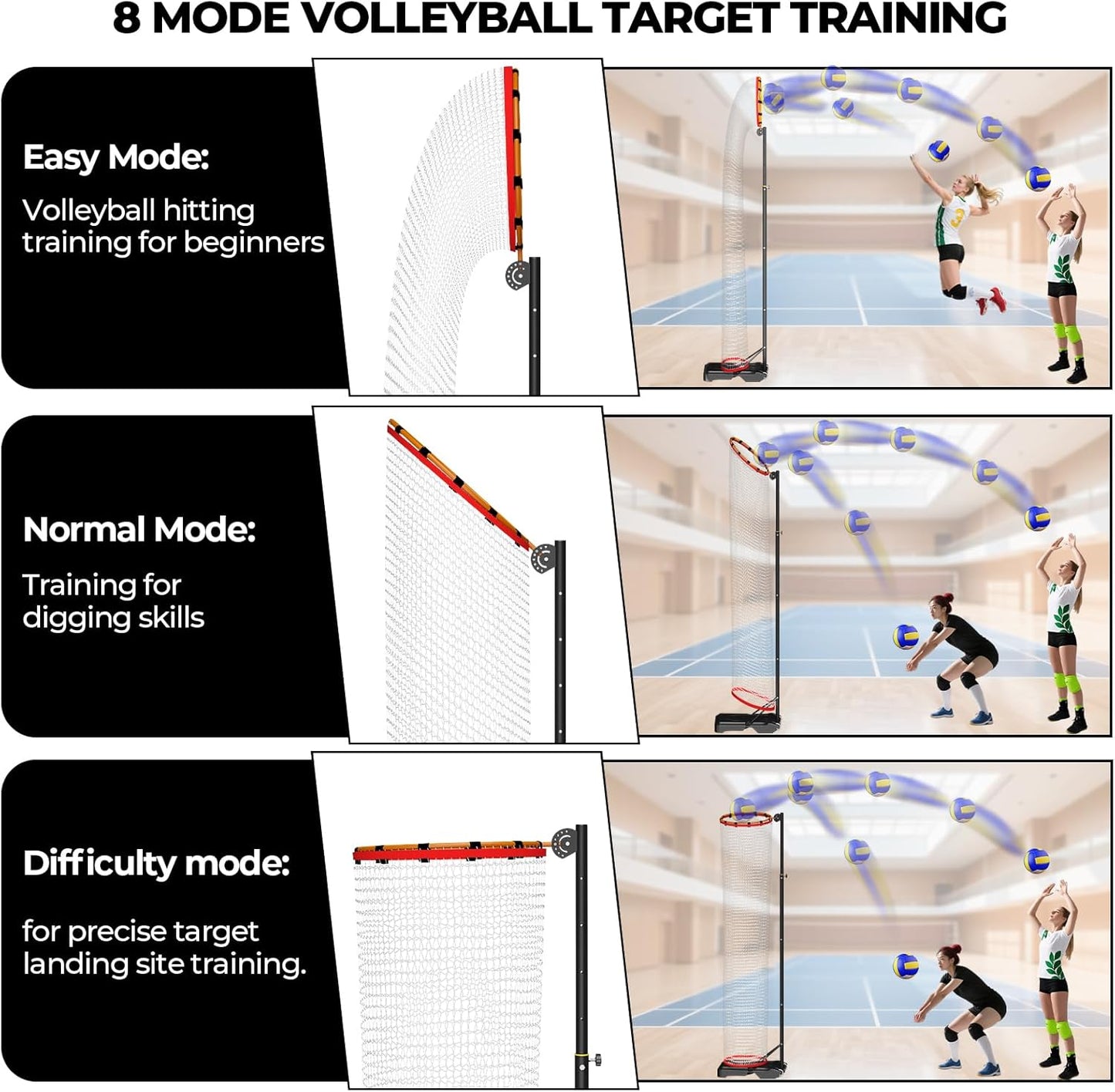 Volleyball Setter Trainer Net Setting Training Equipment,with Mobile Pulleys, Adjustable Height/Angle,Can Be Filled with Water,Indoor and Outdoor Volleyball Serve, Dunk and Set Practice Net