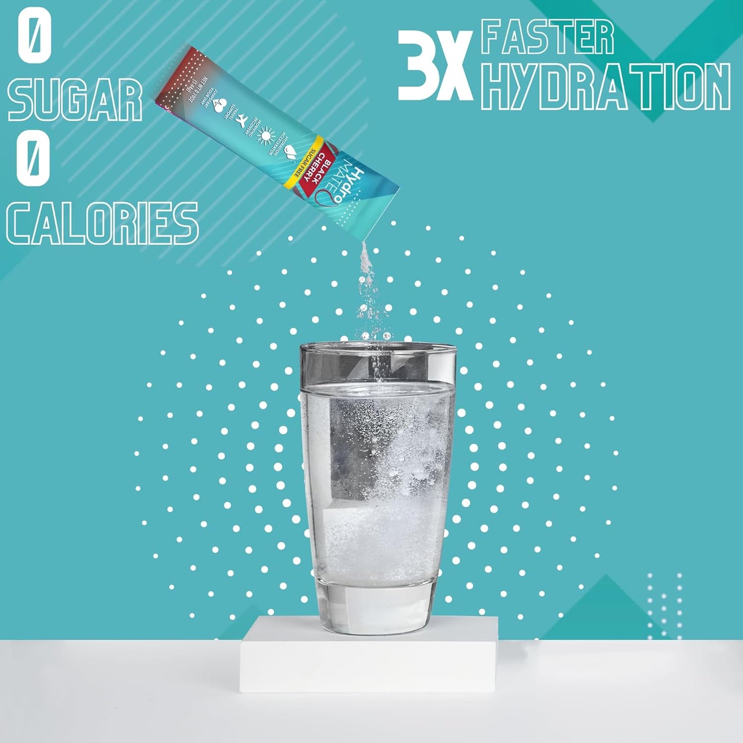 Electrolyte Powder Sugar-Free Hydration Packets Black Cherry HydroMATE 16 Sticks