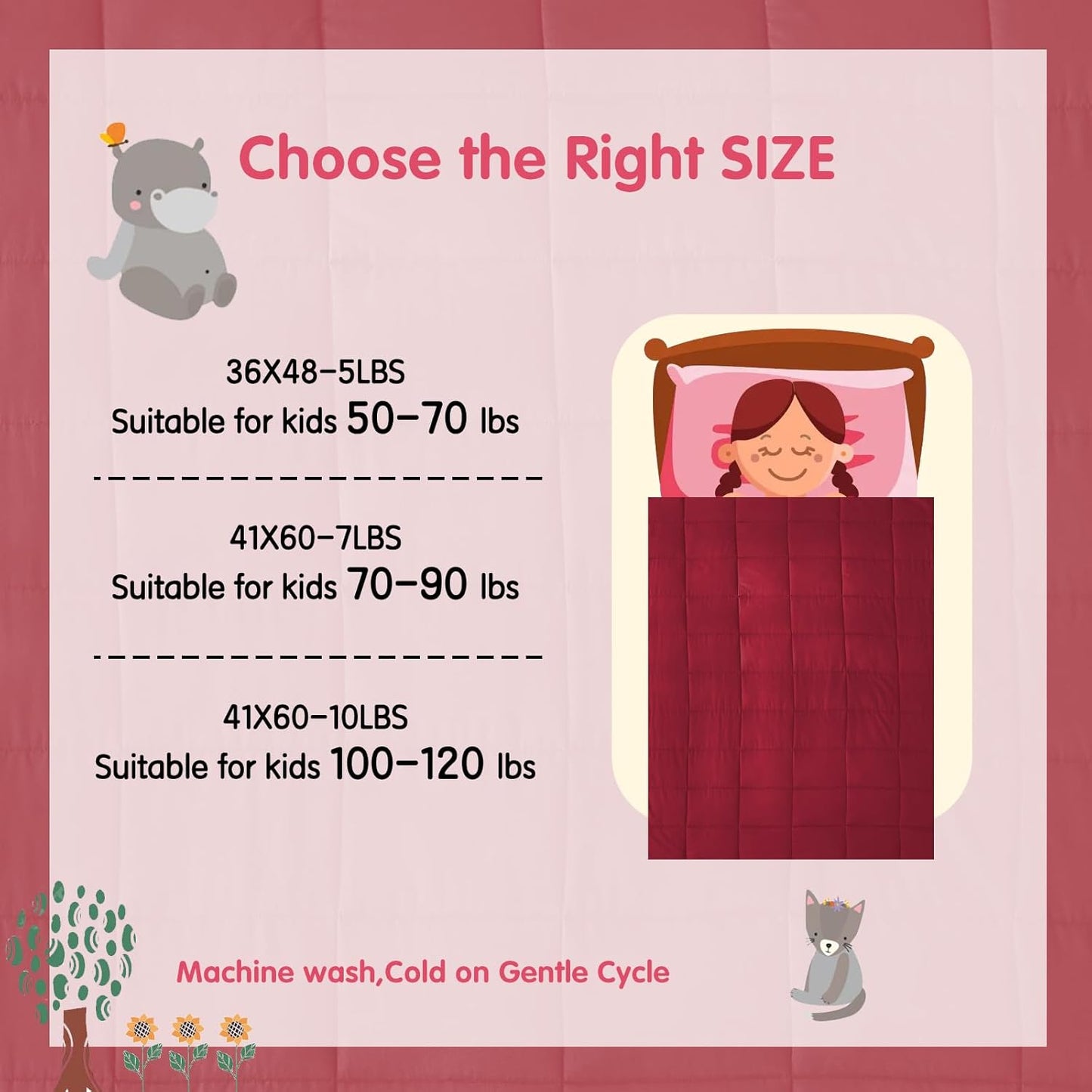 yescool Weighted Blanket (10 lbs, 41" x 60", Red) Cooling Heavy Blanket for Sleeping Perfect for 90-110 lbs, Breathable Blanket with Premium Glass Bead, Machine Washable