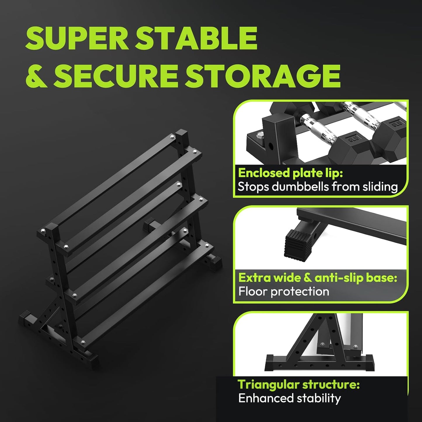 Hex Dumbbell Sets with Rack, 300-670 lb Rubber Encased Exercise & Fitness Dumbbells Set, Hand Weight for Strength Training, Weight Dumbbells