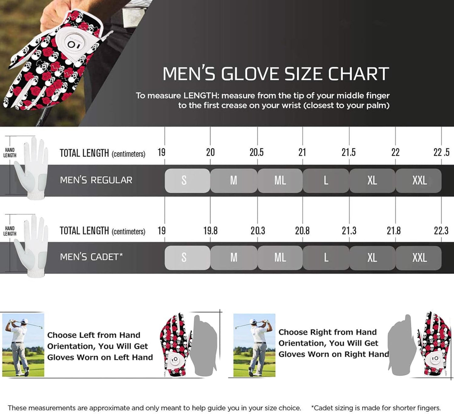 FINGER TEN Golf Gloves Men Left Hand Right with Ball Marker USA Flag Blue Camo Plaid Pack, Mens Leather Golf Glove All Weather Grip Small Medium ML Large XL