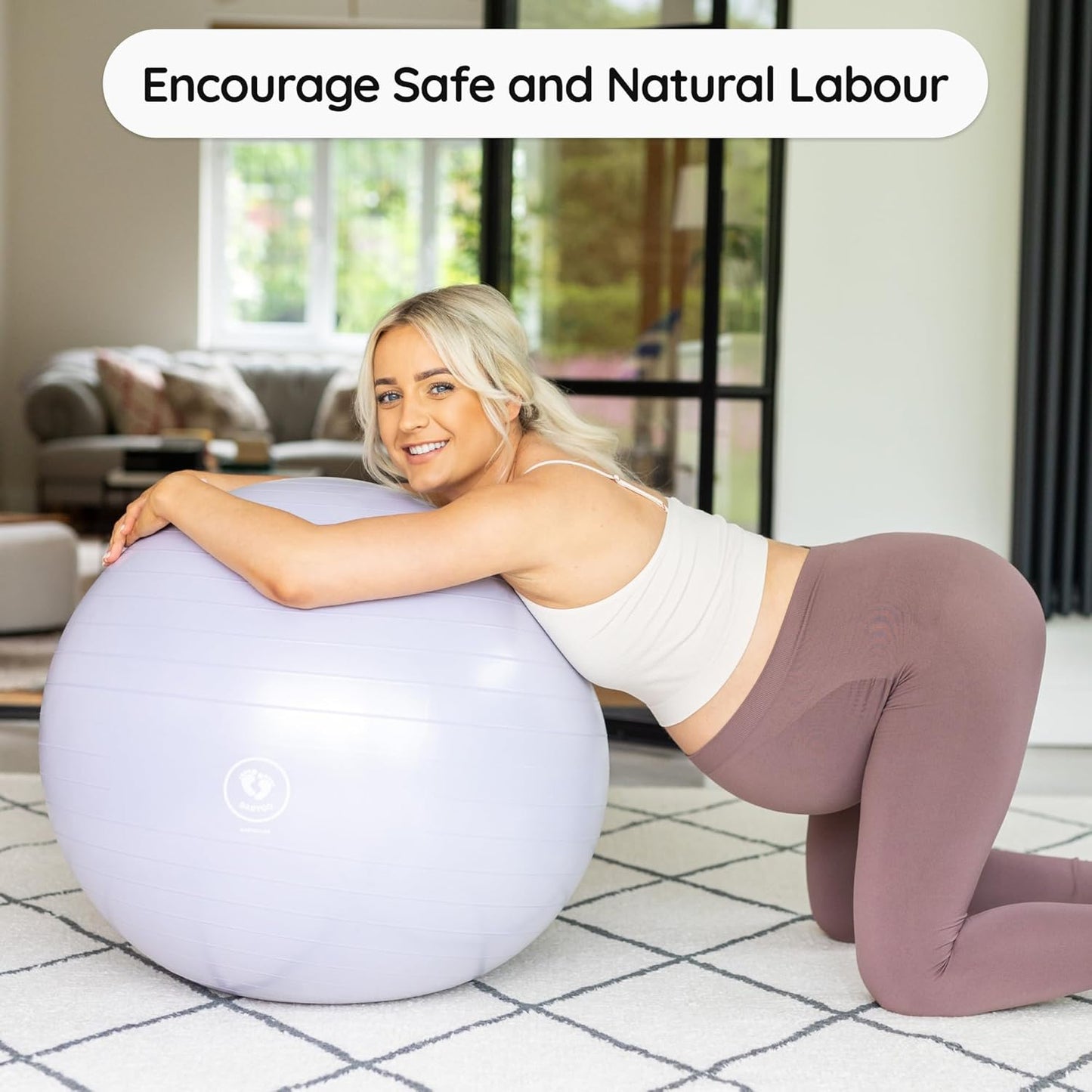 BABYGO® Birthing Ball for Pregnancy & Labor + Our Award Winning Book - Exercise, Birth & Recovery Plan, 5X Stronger Than a Yoga Ball with Eco Friendly Material