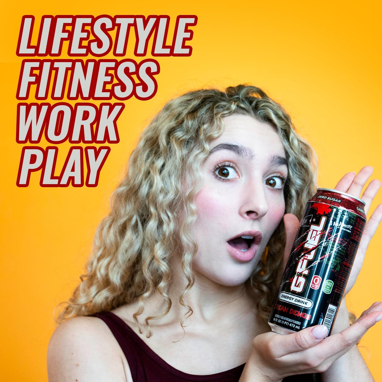 G Fuel Energy Drink, Fruit Punch, Sugar Free Beverage with 140mg Caffeine, Daily Energy Boost with Focus Amino, Vitamin + Antioxidants, 16 oz Cans (Nightmare on Elm Street, 12-Pack)