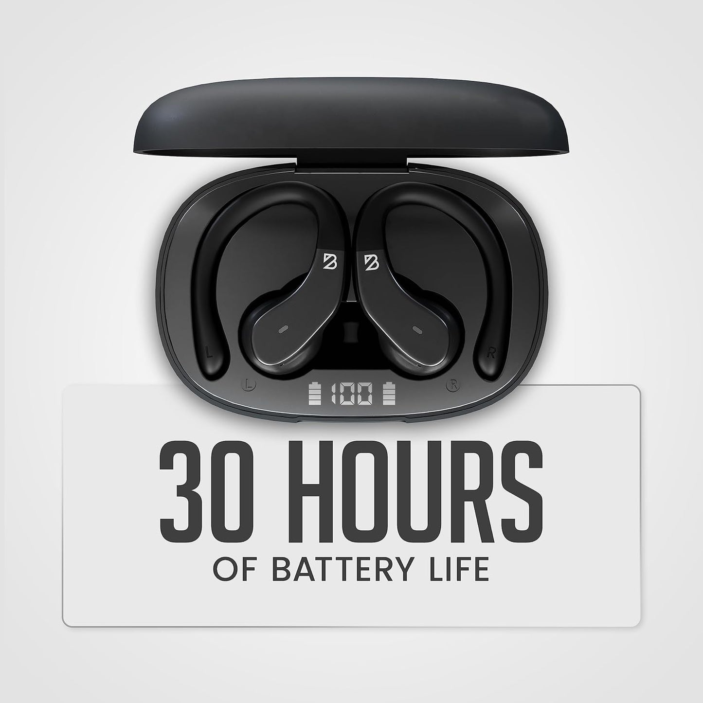 Back Bay Audio - Runner's Wireless Earbuds Bluetooth Headphones for Sports, Hook Over The Ear Buds, Deep Bass, Wrap Around Earphones with Earhooks for Running, Workout Wireless Headphones for The Gym