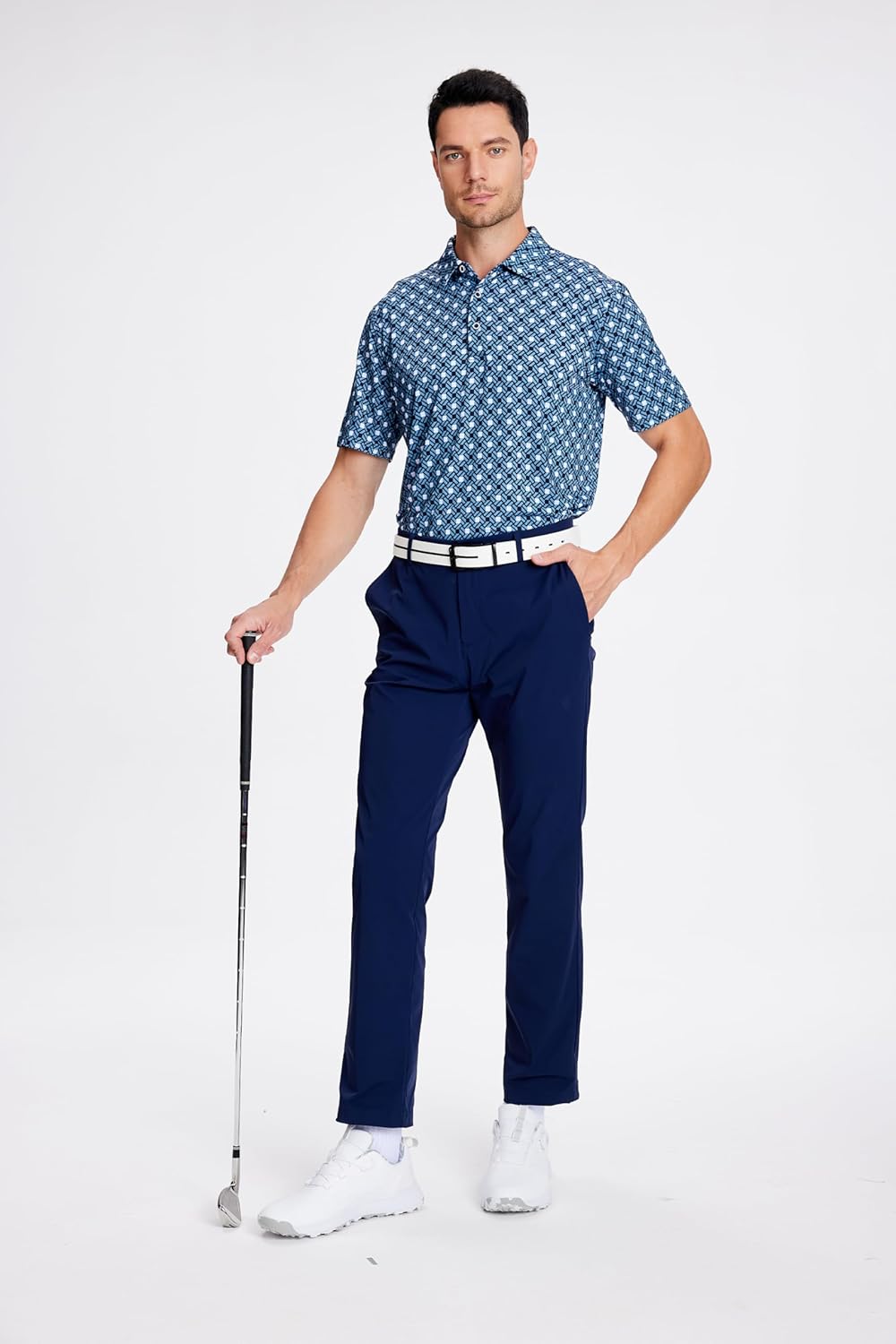 WARHORSEE Golf Polo Shirts for Men Short Sleeve Wrinkle Free 4 Way Stretch Moisture Wicking Performance Collared Tshirts