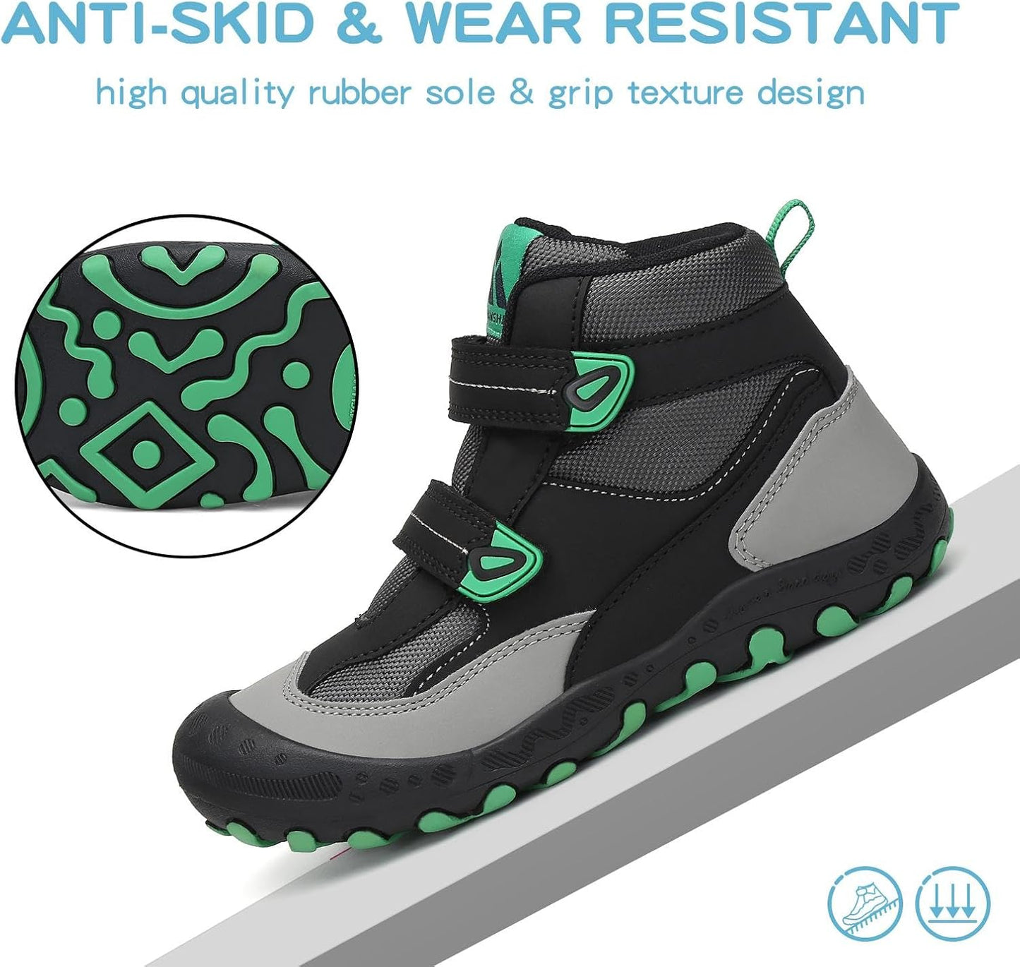 Mishansha Kids Water Resistant Hiking Boots, Boys Girls Anti Collision Anti-Skid Athletic Outdoor Adventure Trekking Shoes