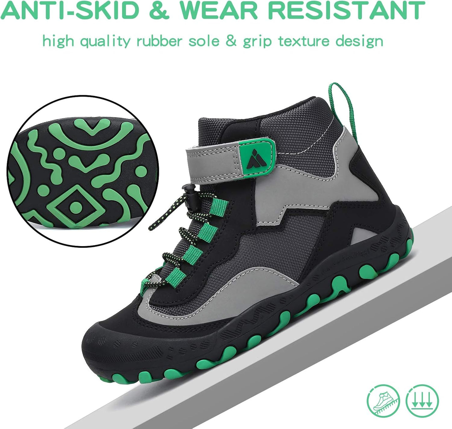 Mishansha Kids Water Resistant Hiking Boots, Boys Girls Anti Collision Anti-Skid Athletic Outdoor Adventure Trekking Shoes