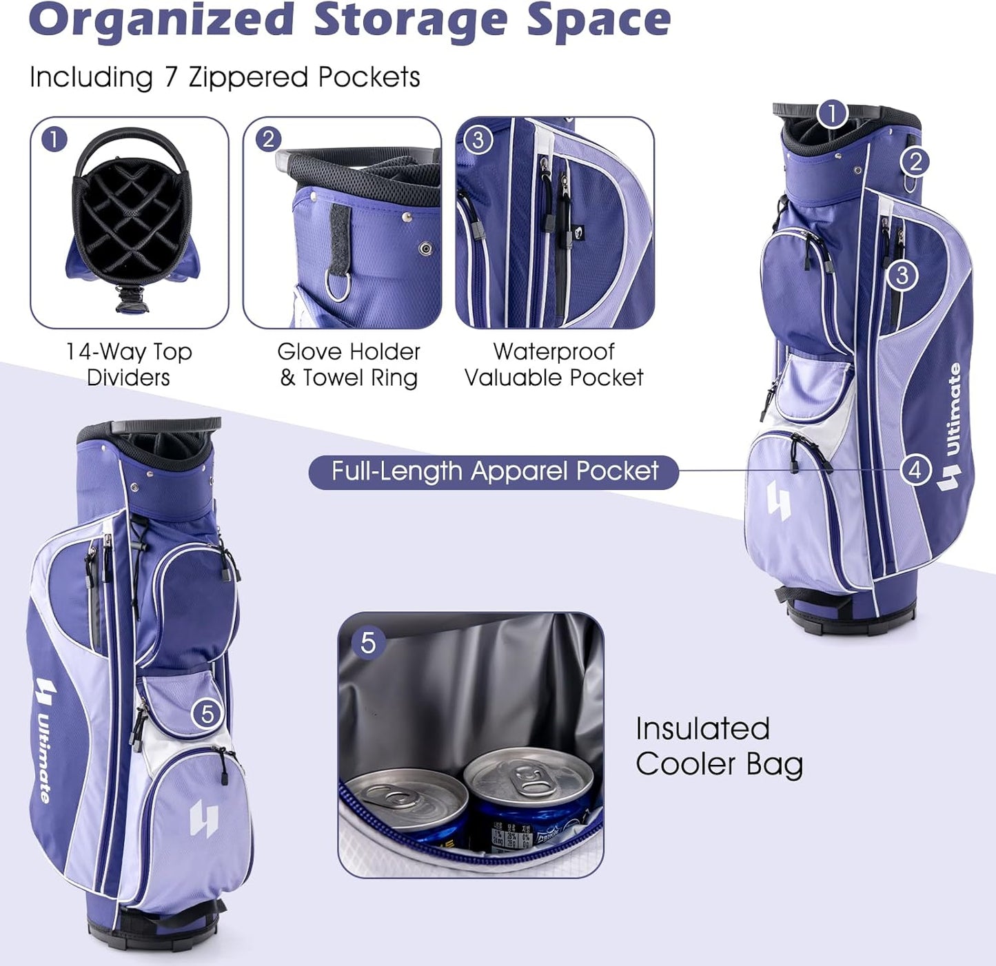 Tangkula 9/10/12 Pieces Women's Complete Golf Clubs Set, Golf Club Package Set with 460CC Driver, Fairway Wood & Hybrid, Irons, Putter, Portable Regular Golf Club Set