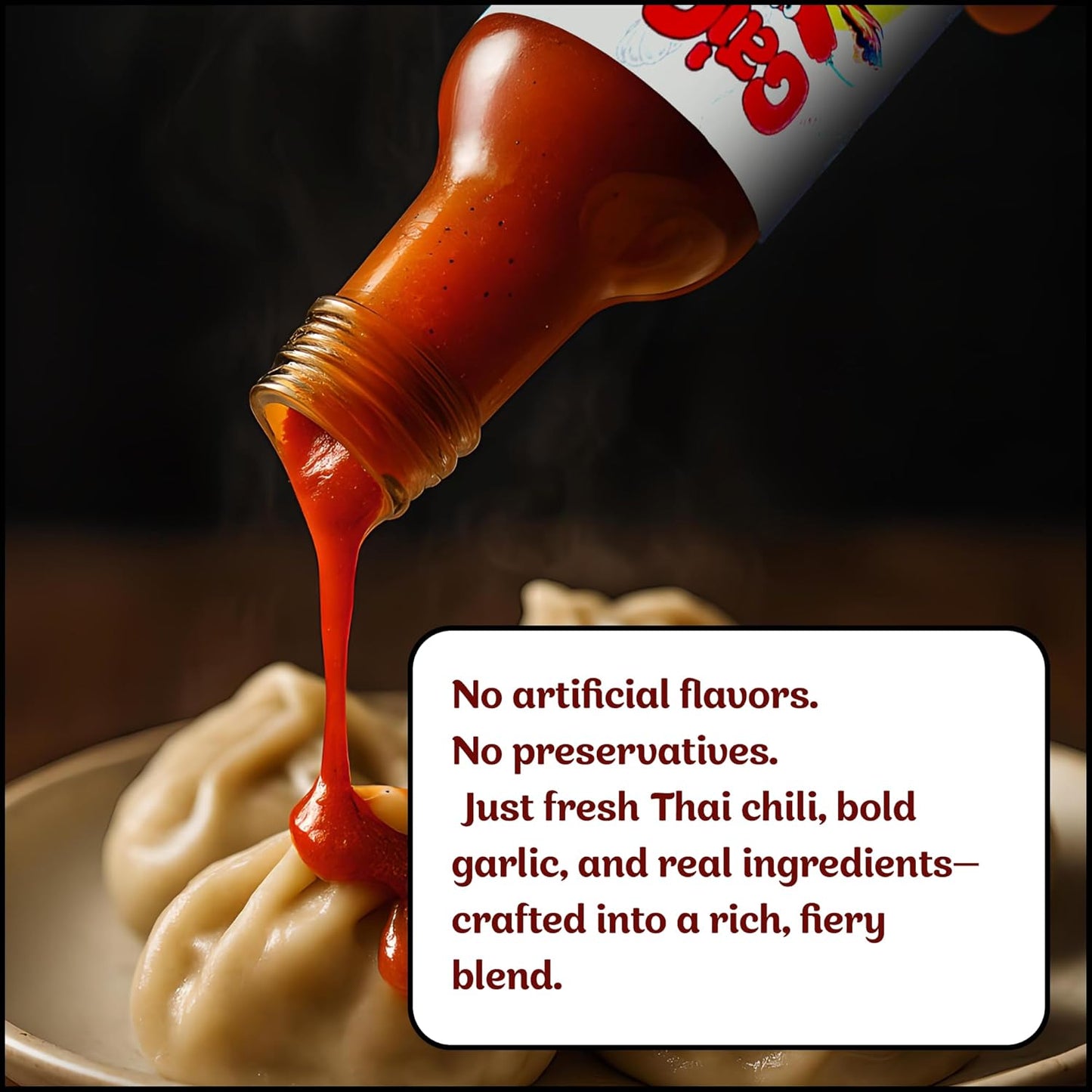 GaiGan - Garlic Thai Chili Hot Sauce Dip & Glaze, All Natural Gluten Free Vegan Condiments with Low Sodium & No Preservatives, 150 mL