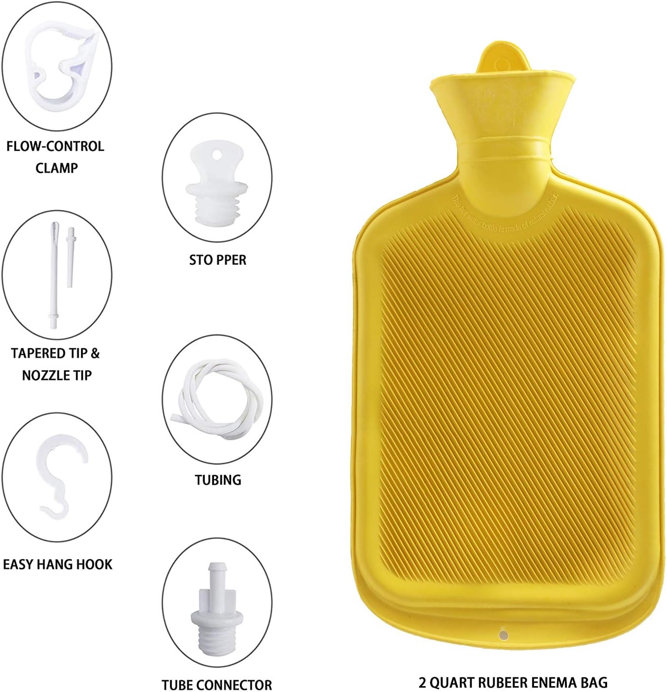 Abyclean Enema Bag Kit Rubber Anal Douche Vaginal Douche Enema Cleaner for Women’s or Man’s Health (Yellow, 2L)