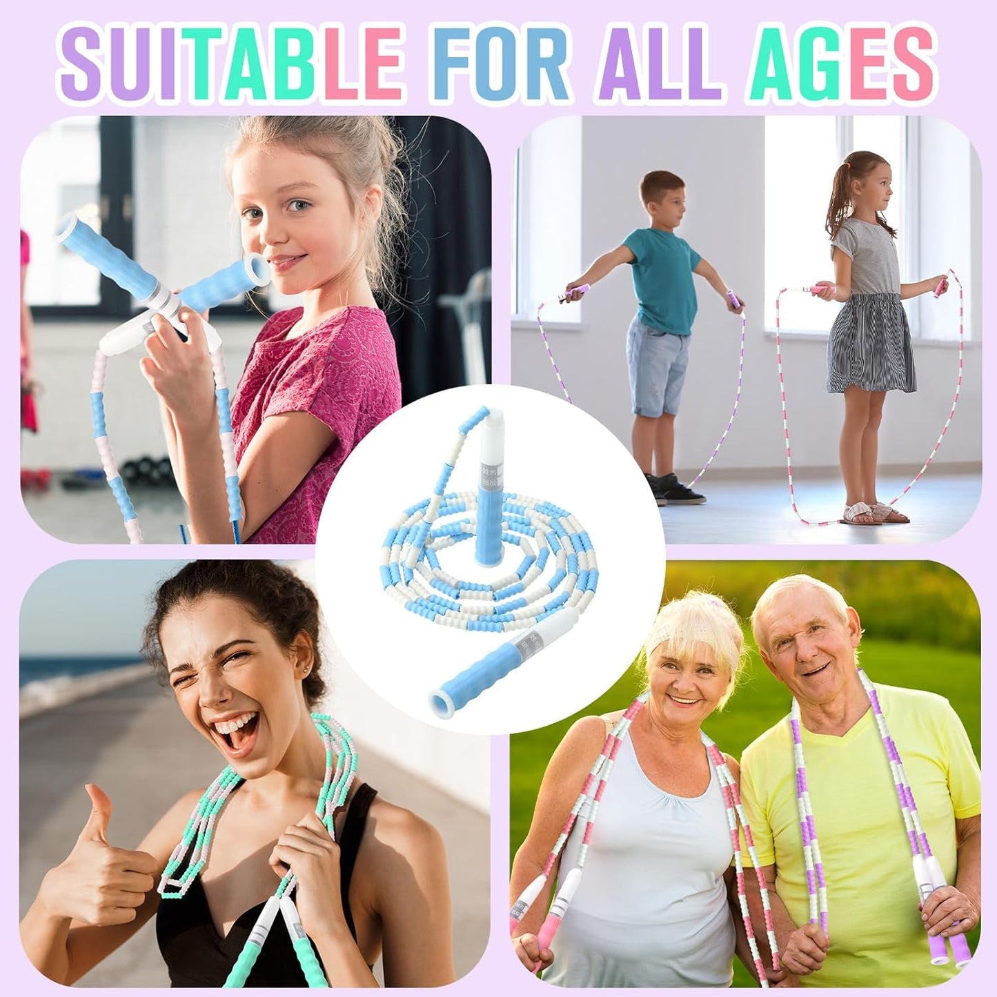 Yunsailing 20 Pack Jump Ropes for Adults Kids, 9.2 Feet Adjustable Length Free Segmented Skipping Rope Bulk Soft Beaded Jumping Ropes for Women Men Exercise Training Workout Weight Loss