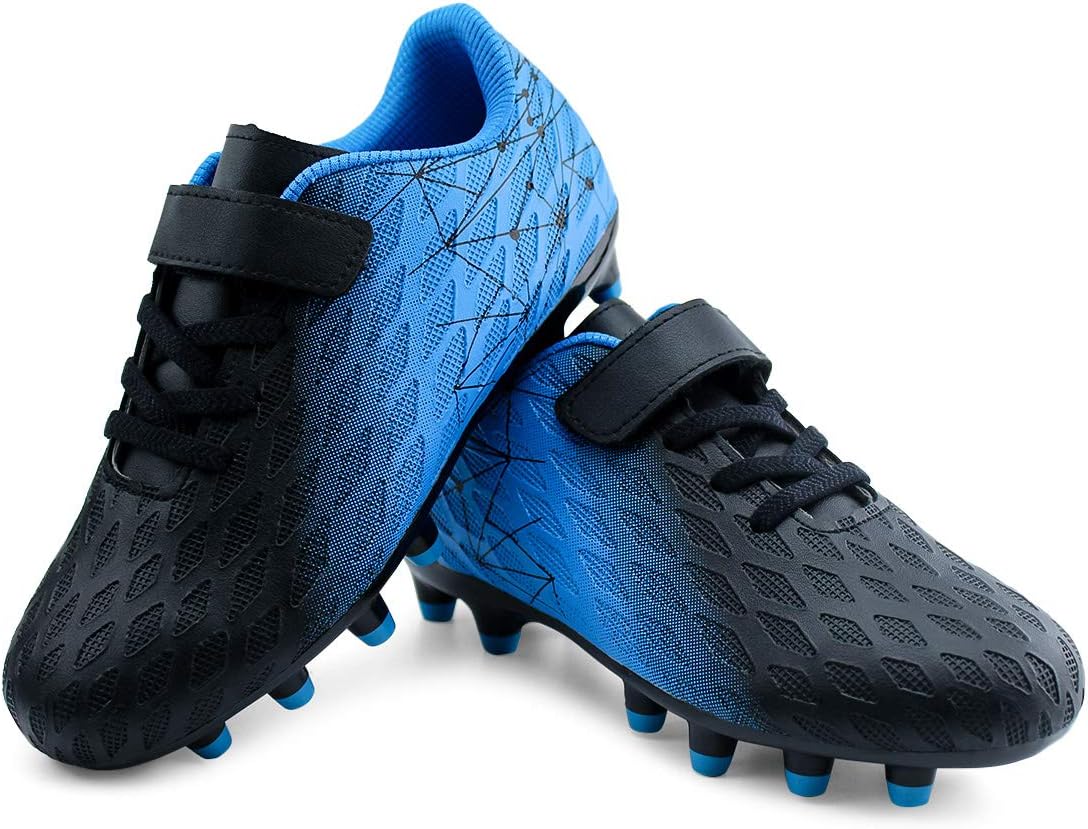 brooman Kids Firm Ground Soccer Cleats Boys Girls Athletic Outdoor Football Shoes