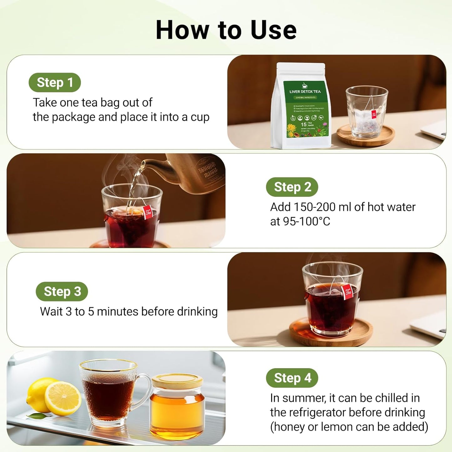 Liver Detox Tea, Chinese Natural Kidney and Liver Cleanse Detox Herbal Tea Support Healthy Kidney Function with 11 Precious Ingredients Formula (15 Bags/1 Pack)