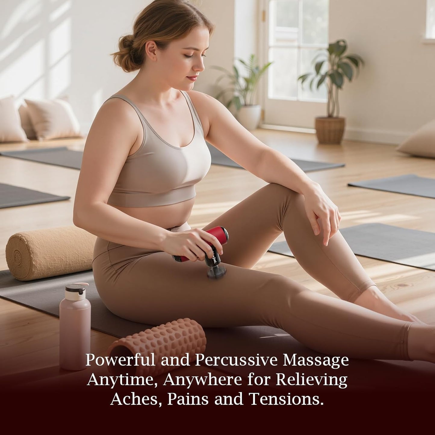 BOB AND BRAD Q2 Mini Massage Gun for Women - Portable Muscle Pain Relief, Powerful Deep Tissue Percussion Massager, Ultra Quiet Handheld Massager, Designed for Travel - Red