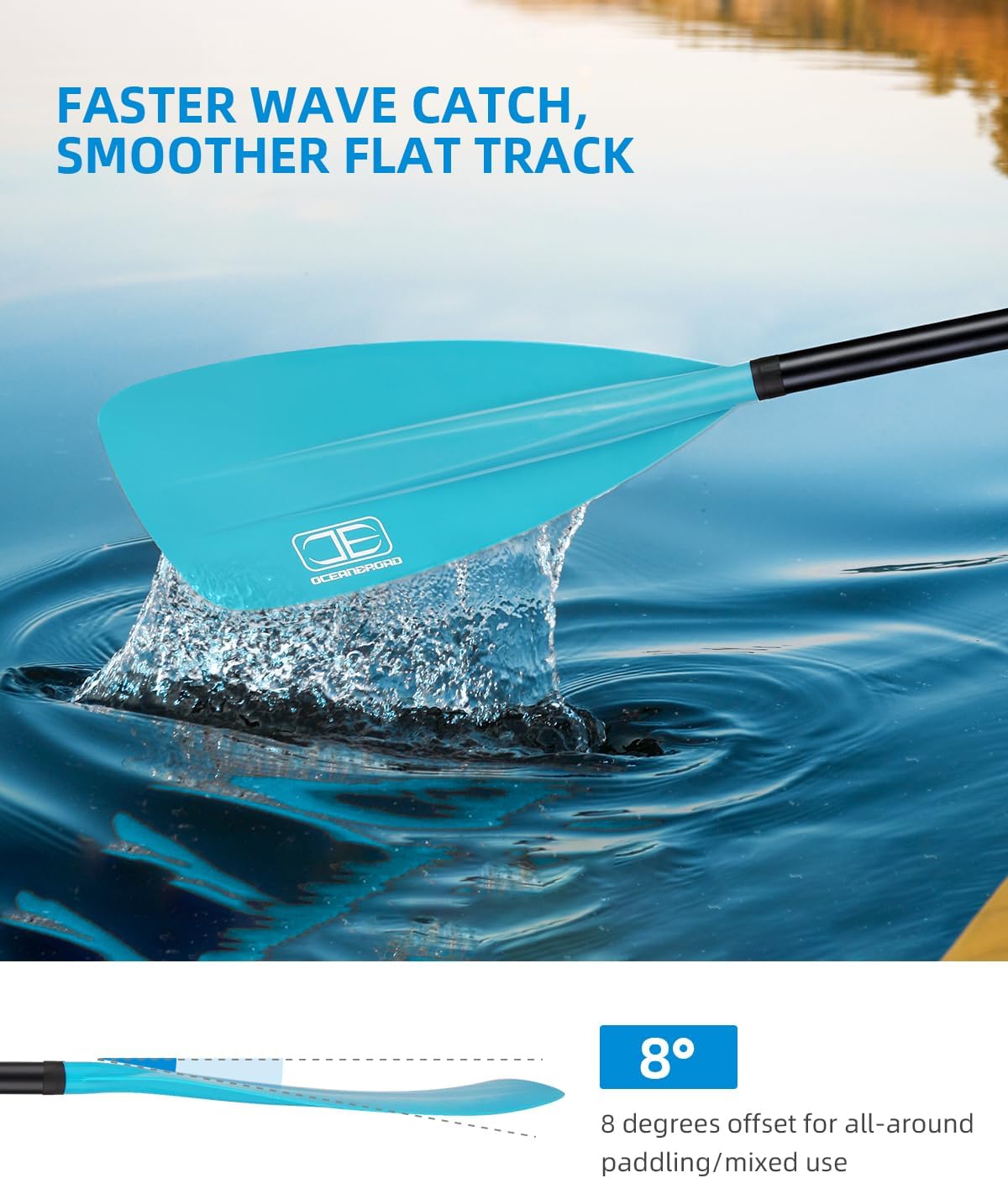 OCEANBROAD SUP Paddle - Adjustable Stand-Up Paddle for Paddleboard Kayak, Adjustable Aluminum Alloy Shaft with Reinforced Nylon Blades