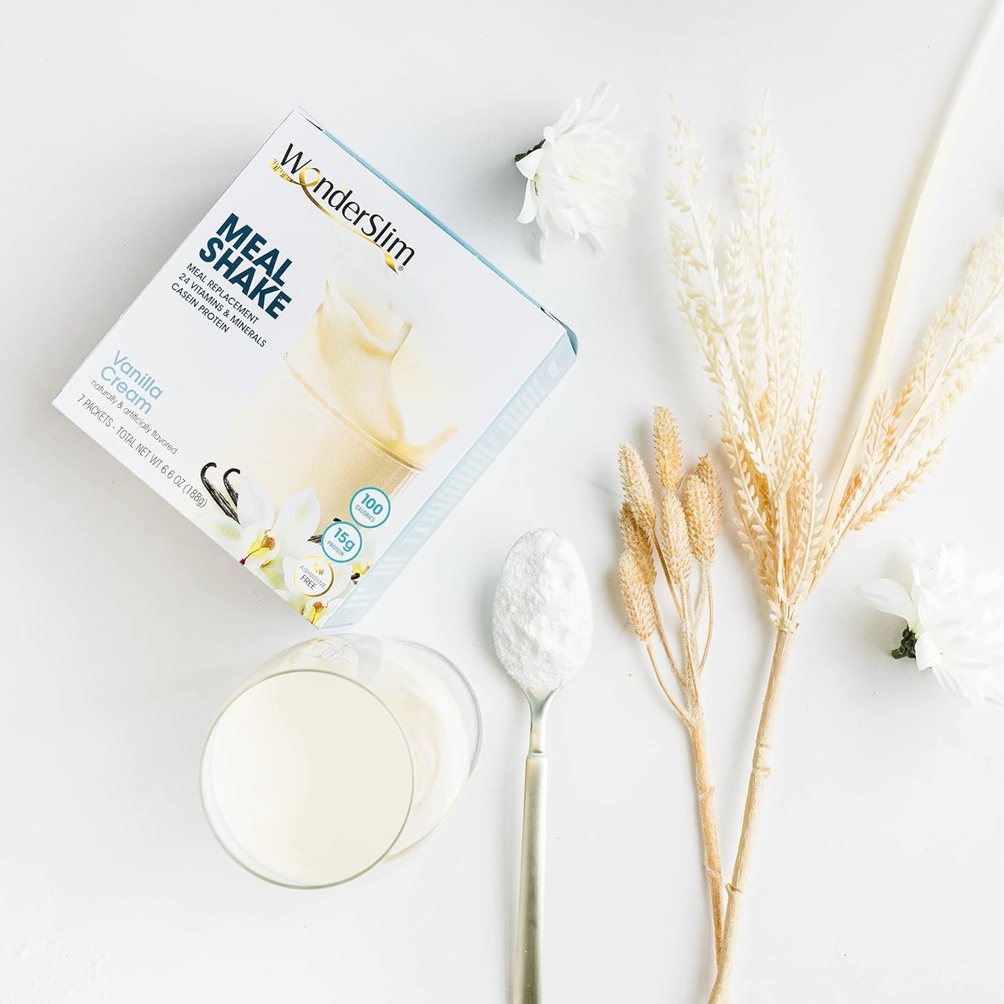 WonderSlim Meal Replacement Shake, Vanilla Cream, 15g Protein, 24 Vitamins & Minerals, Gluten Free (7ct)