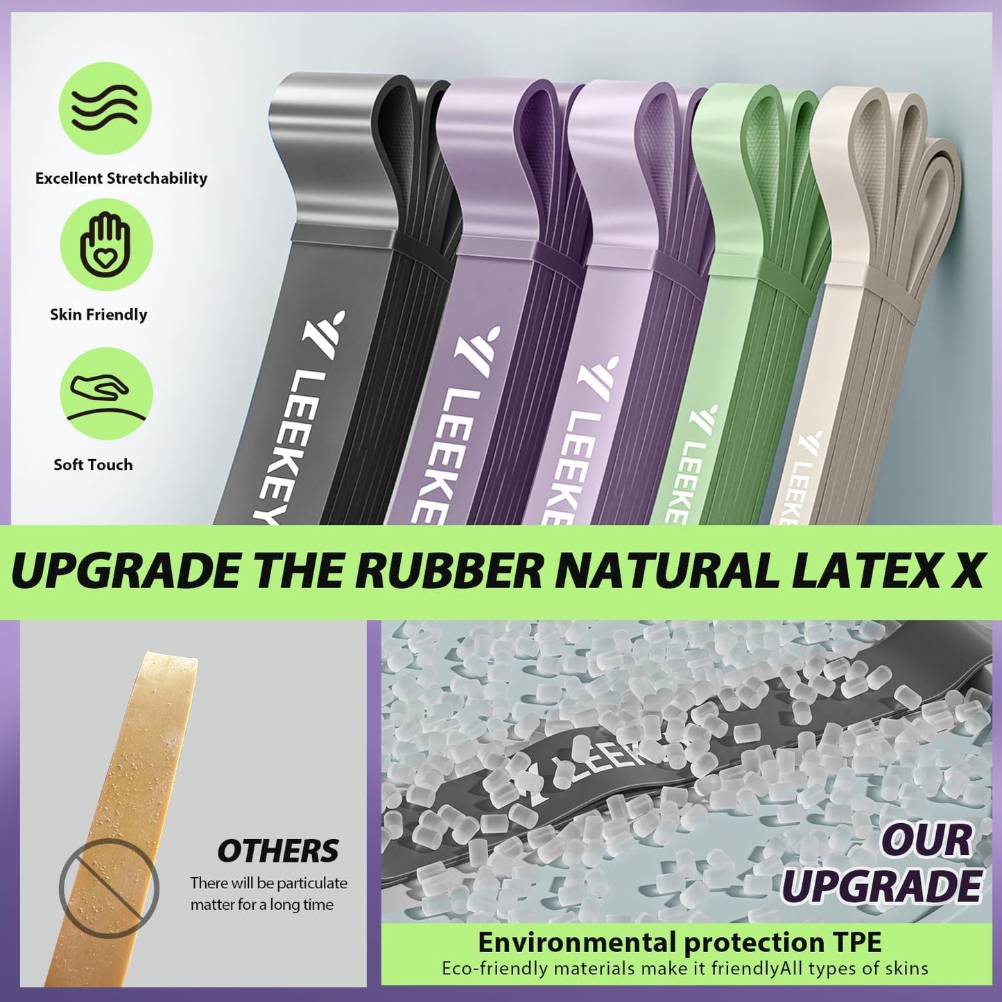 LEEKEY Resistance Bands Set for Pull-Up Assistance & Full-Body Training, Multi-Level Exercise Bands with Bag for Home Workouts, Physical Therapy, Strength Training (Men/Women)