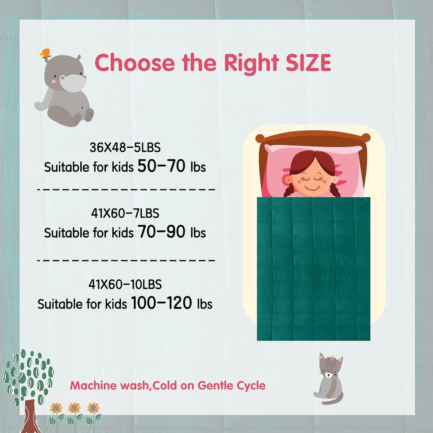 yescool Weighted Blanket (10 lbs, 41" x 60", Dark Green) Cooling Heavy Blanket for Sleeping Perfect for 90-110 lbs, Breathable Blanket with Premium Glass Bead, Machine Washable