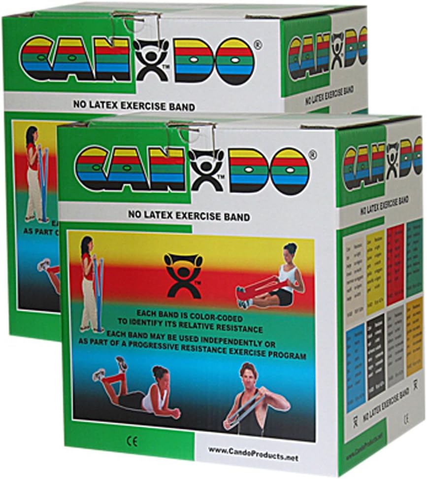 CanDo Twin-Pak Latex-Free Exercise Band, Green