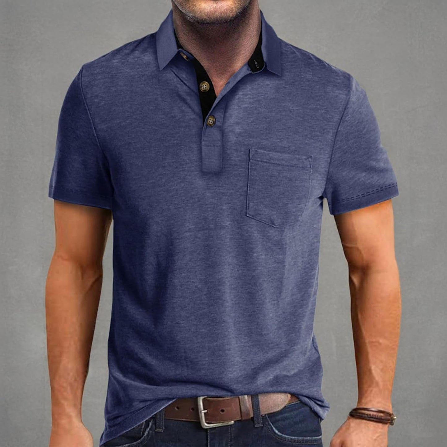 Men's Casual Polo Shirts Classic Button Basic Short Sleeve Shirt Solid Color Cotton Tees Golf Stylish Tops