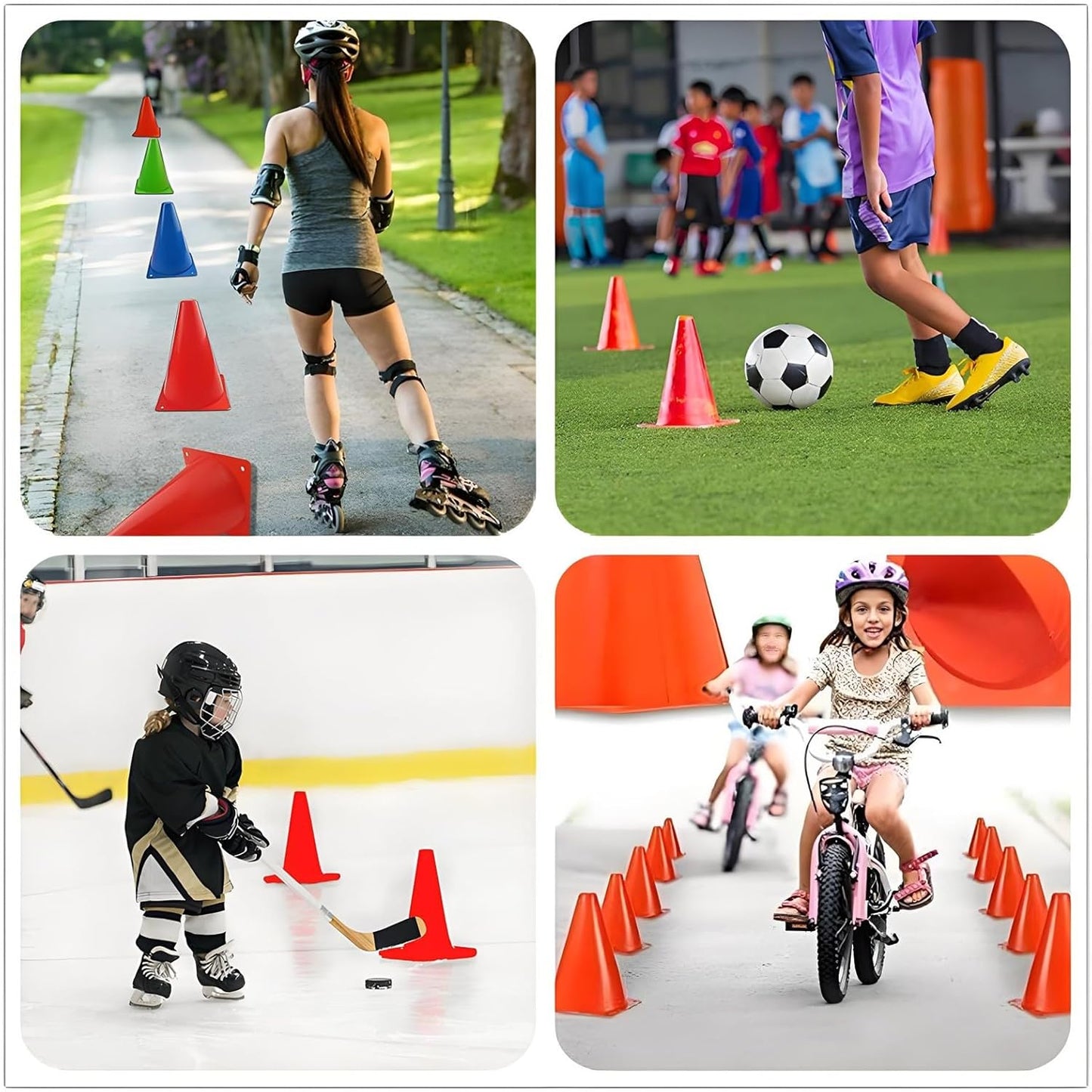 Soccer Cones (9 Inch 20 Pack), Agility Training Sport Cone with Carry Bag for Drilling Football Basketball Field Markers,