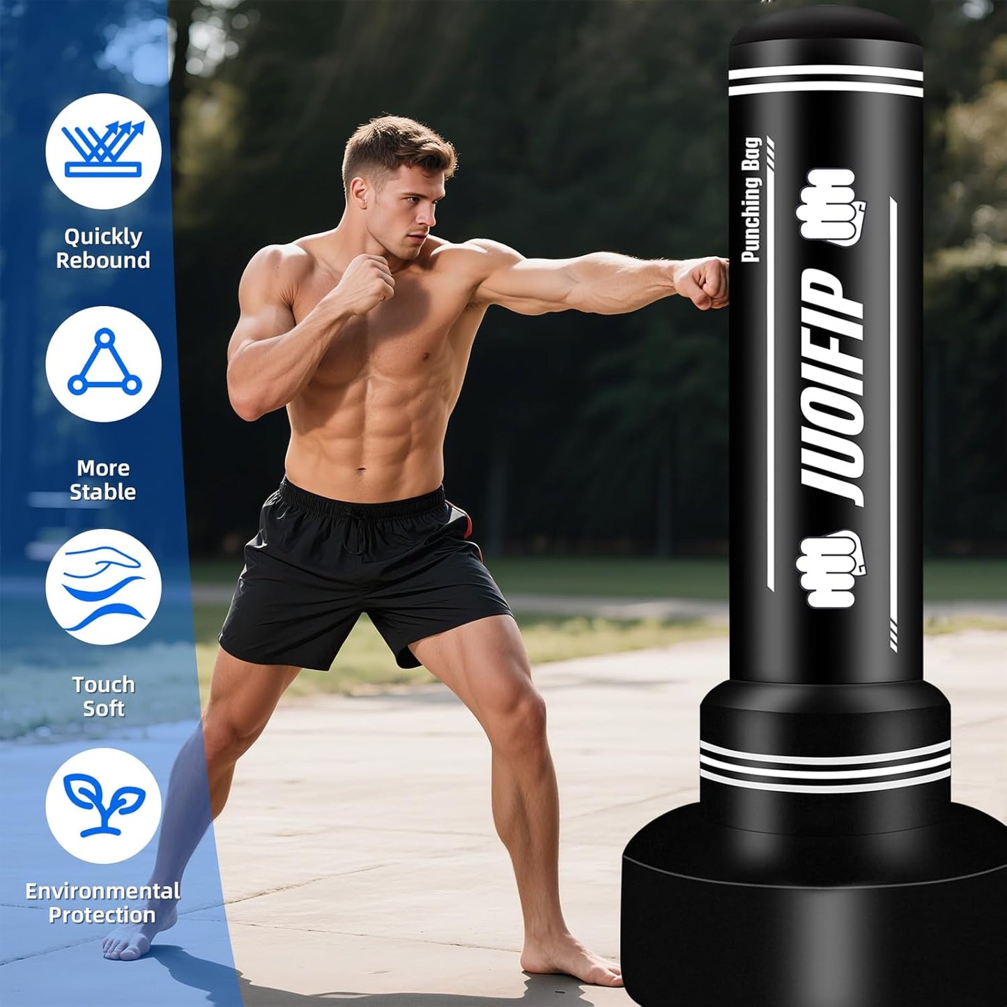 Freestanding Punching Bag with Stand, Men Standing Kickboxing Bag, Heavy Boxing for Adult Teens, Suitable for MMA Dummy Karate Home Gym Training Equipment (Excludes Gloves and Pumps)