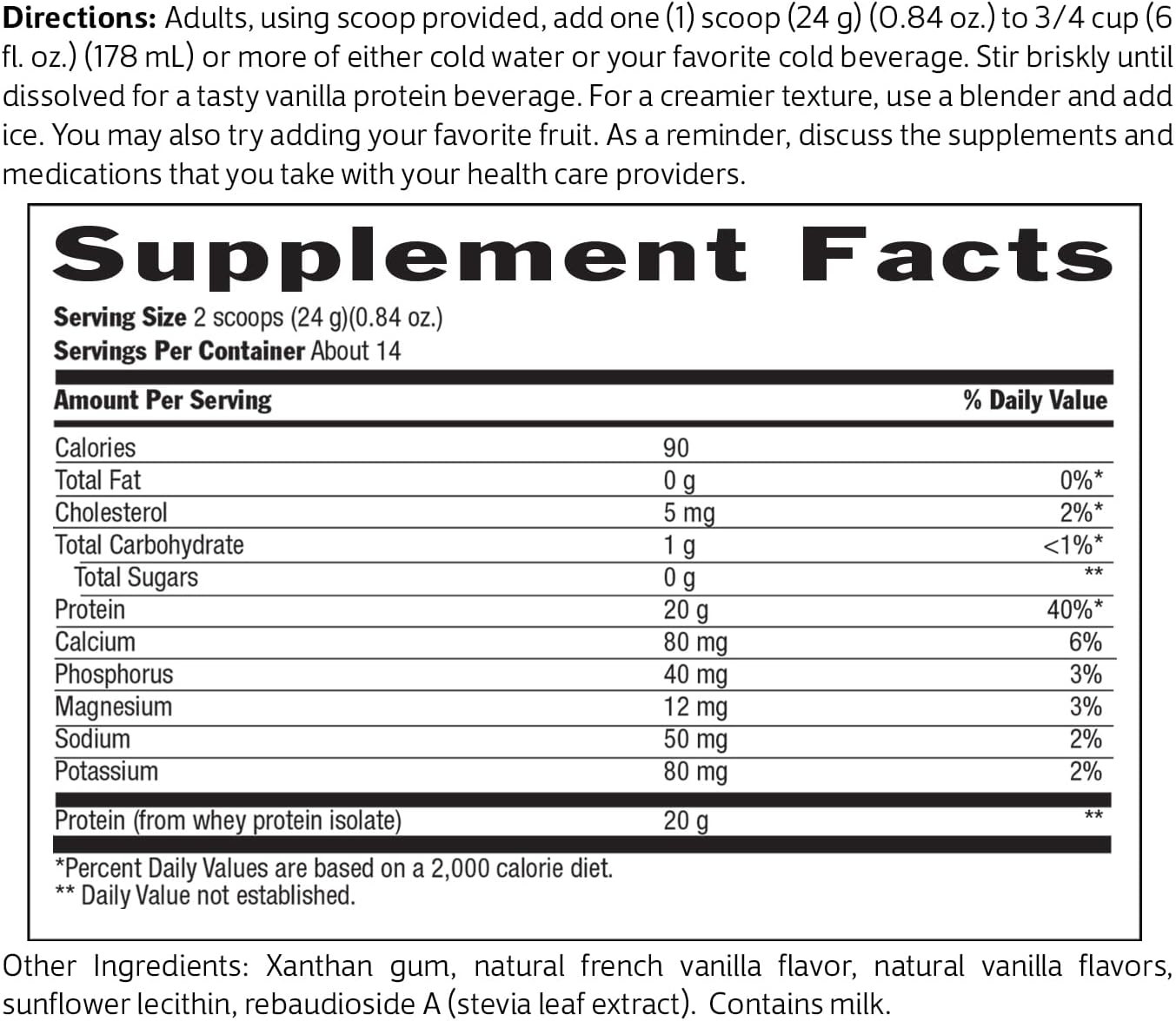 Biochem 100% Whey Sugar-Free Vanilla 20g, 11.8oz, Certified Vegetarian, Certified Gluten Free, Certified Non-GMO Tested, Keto Friendly, Grass-Fed