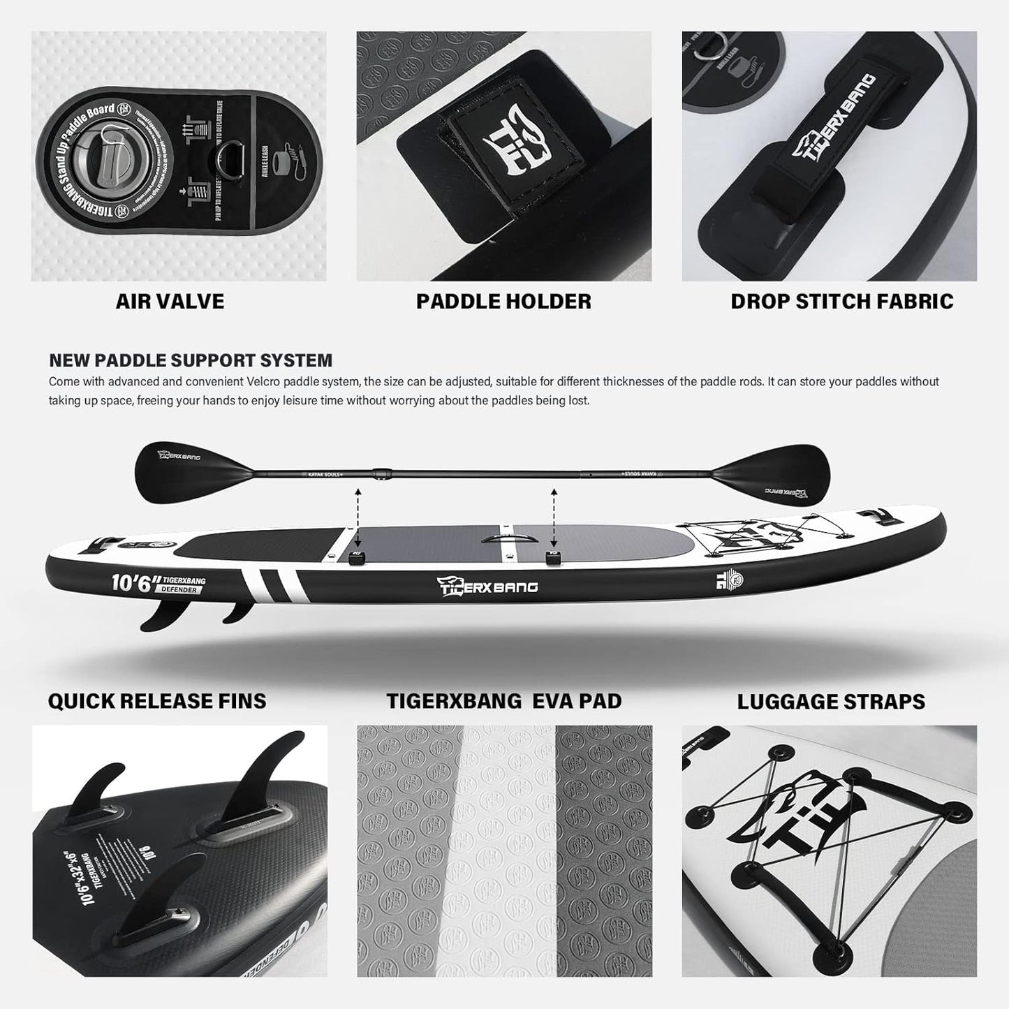 Inflatable Paddle Board with Premium SUP Board Accessories, Allround Paddle Boards for Adults/Kids,Stand Up Paddle Board Defender Collection