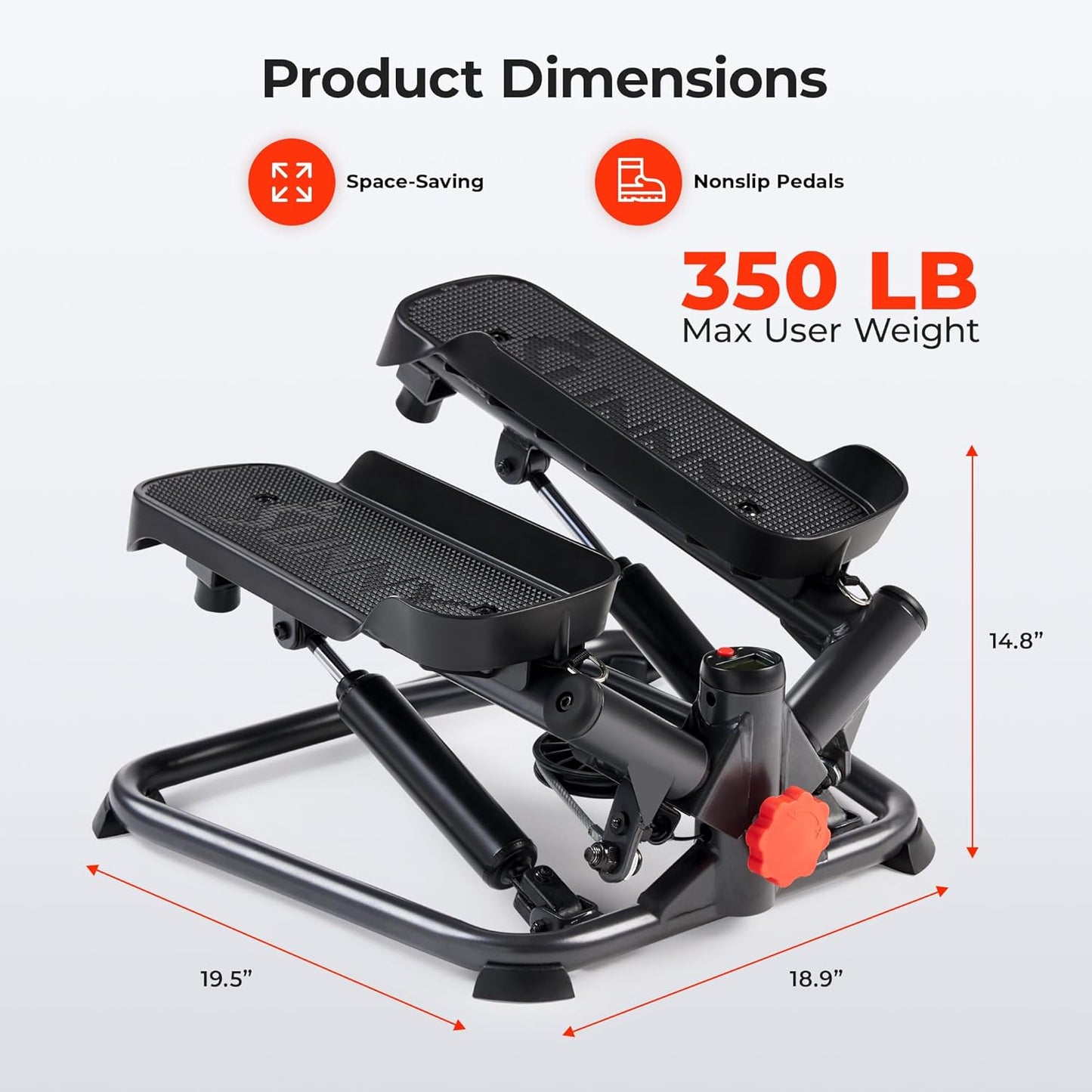 Sunny Health & Fitness Mini Steppers for Exercise at Home, Stair Step Workout Machine, Full Body Cardio Equipment, with Optional Free SunnyFit App Connection and Resistance Band