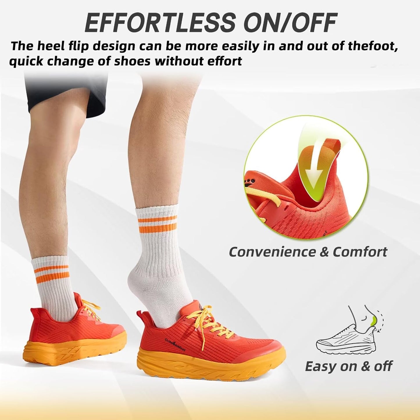 OrthoComfoot Orthopedic Diabetic Men's Wide Shoes: Comfortable Arch Support Running Sneakers, Plantar Fasciitis Wide Toe Box Work Tennis Outdoor Walking Shoes for Swollen Feet, Heel Pain