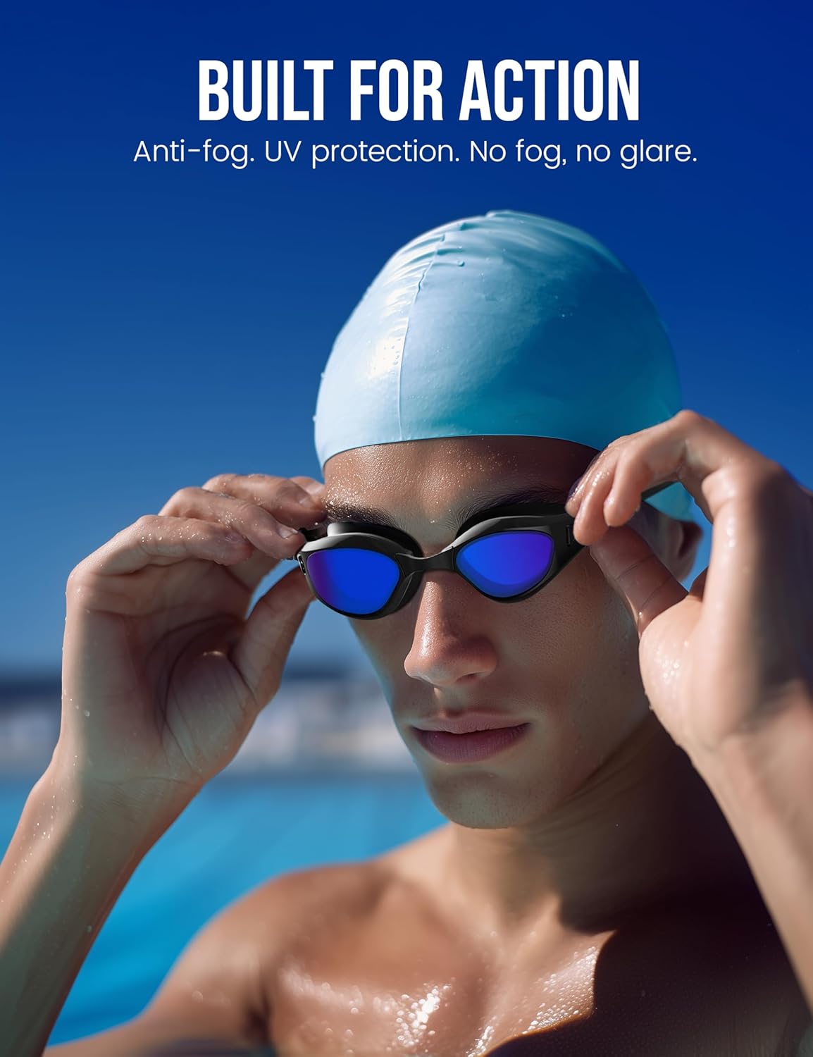 Swimming Goggles, No Leaking Swim Pool Goggles for Adults with Fog-Resistant, UV-Blocking Lenses for Men Women Youth