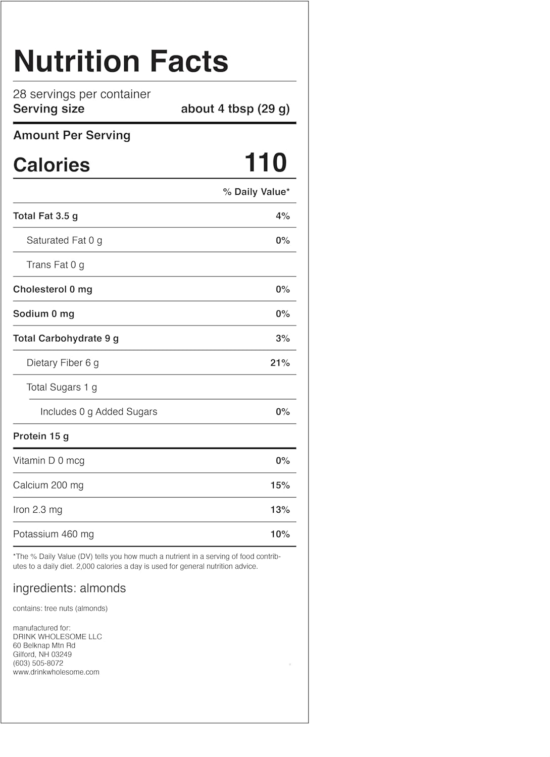 drink wholesome Vegan Unflavored Almond Protein Powder | for Sensitive Stomachs | Additive & Dairy Free | No Artificial Sweeteners | No Bloating, Farts or Gas | No Constipation or Diarrhea