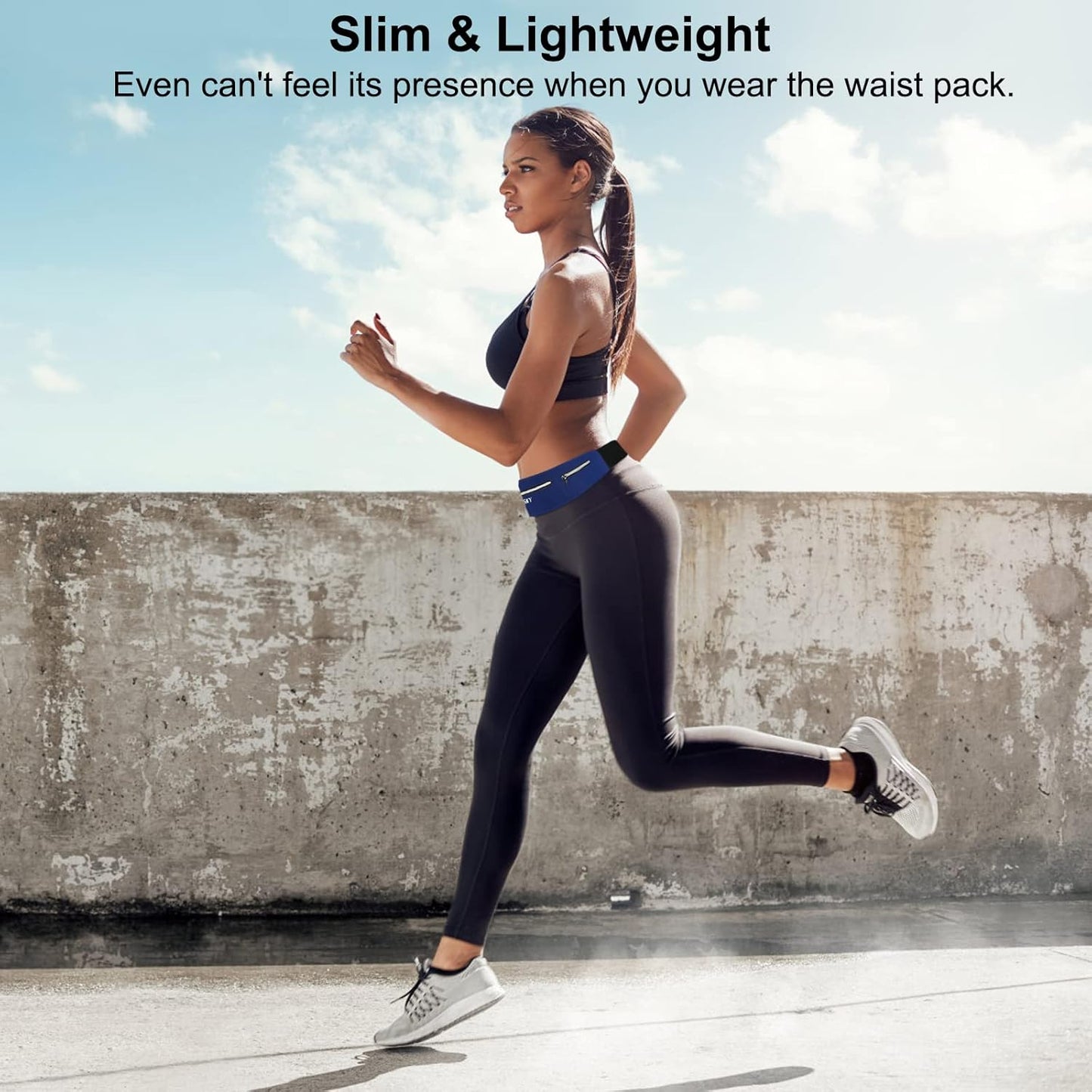 Guzack Slim Running Belt for Phone 6.8'', Ultra Light Running Belts for Women/Men, Zipper Waterproof Running Waist Pack, Reflective Running Fanny Pack With 3 Separate pouch