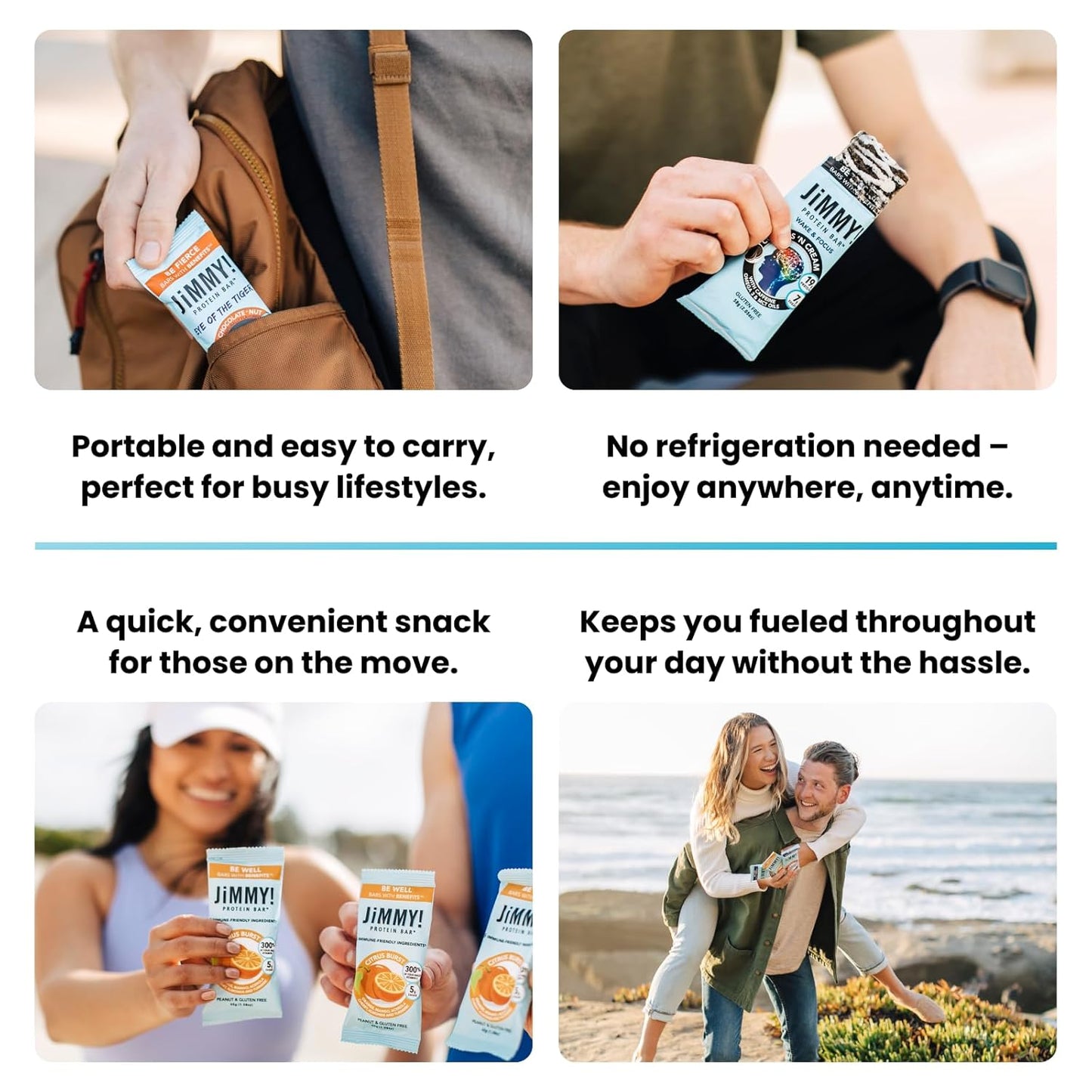 JiMMYBAR! - Cookies N Cream Protein Bars 19g Protein Bar - 7g Low Sugar - 12 Count - 58g Health Bars - Functional Snack with Real Food Ingredients - Hand-Drizzled Chocolate - Made With Real Peanuts