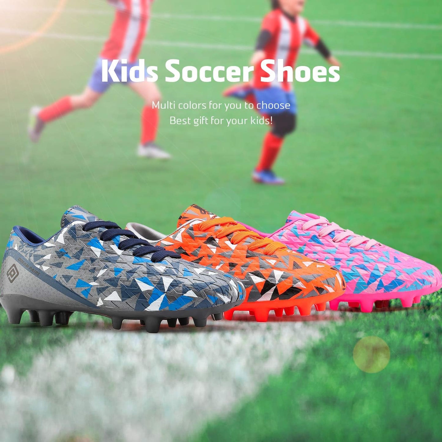 DREAM PAIRS Boys Girls Soccer Cleats Youth Firm Groud Athletic Outdoor Trainning Football Shoes for Little/Big Kid