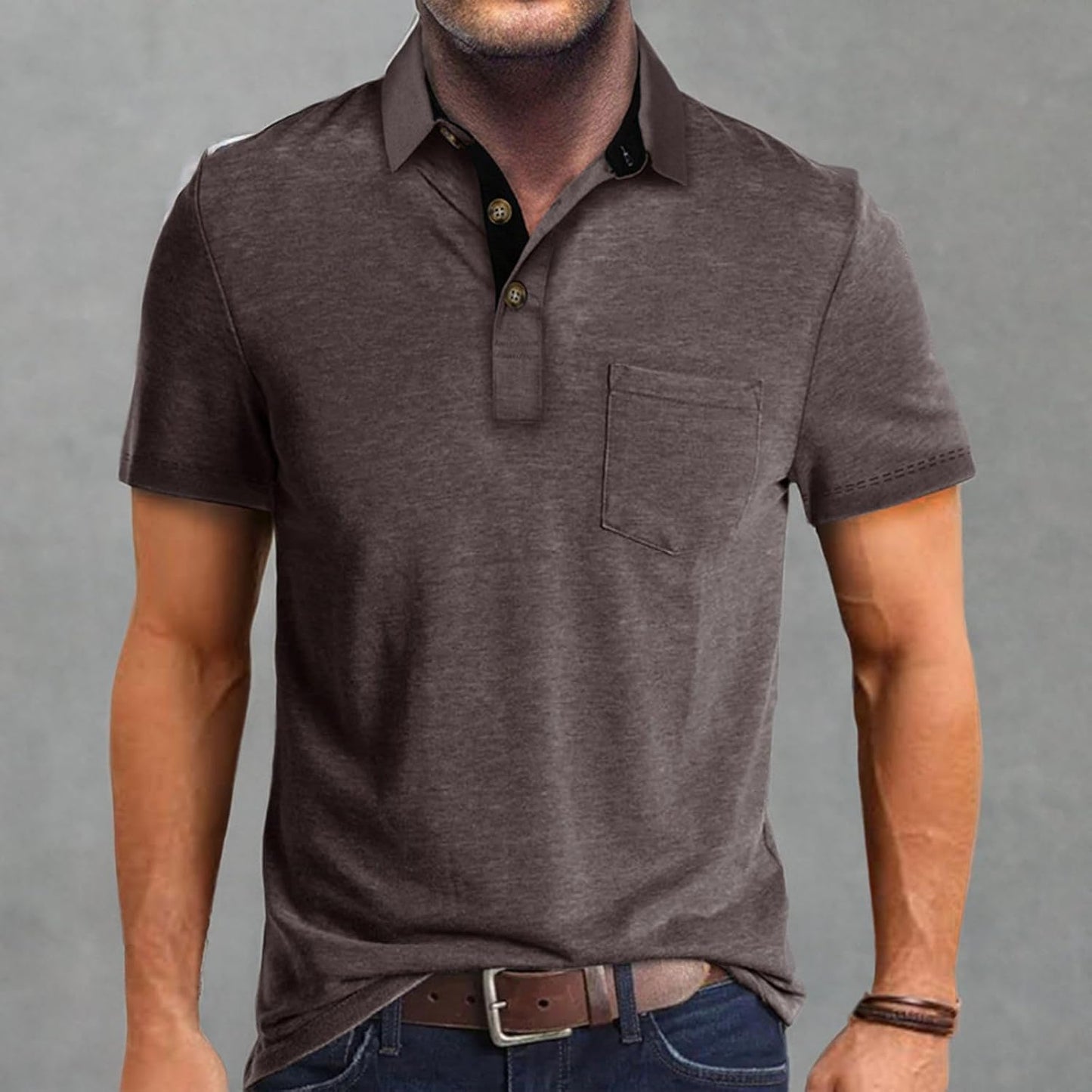 Men's Casual Polo Shirts Classic Button Basic Short Sleeve Shirt Solid Color Cotton Tees Golf Stylish Tops