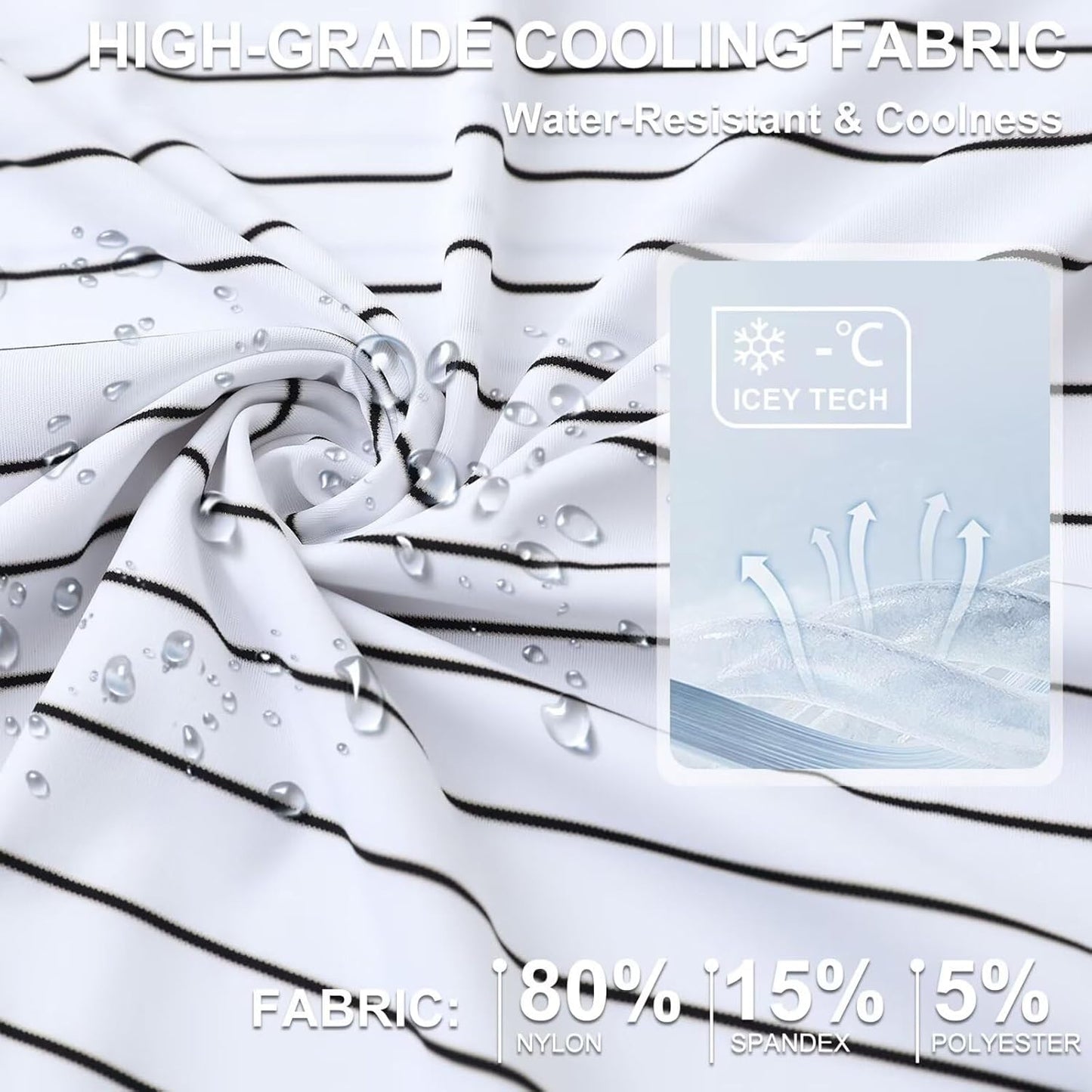 M MAELREG Mens Striped Golf Shirts Short Sleeve Silk-Like Touch Water-Resistant Breathable Soft Collared Polo Shirts for Men