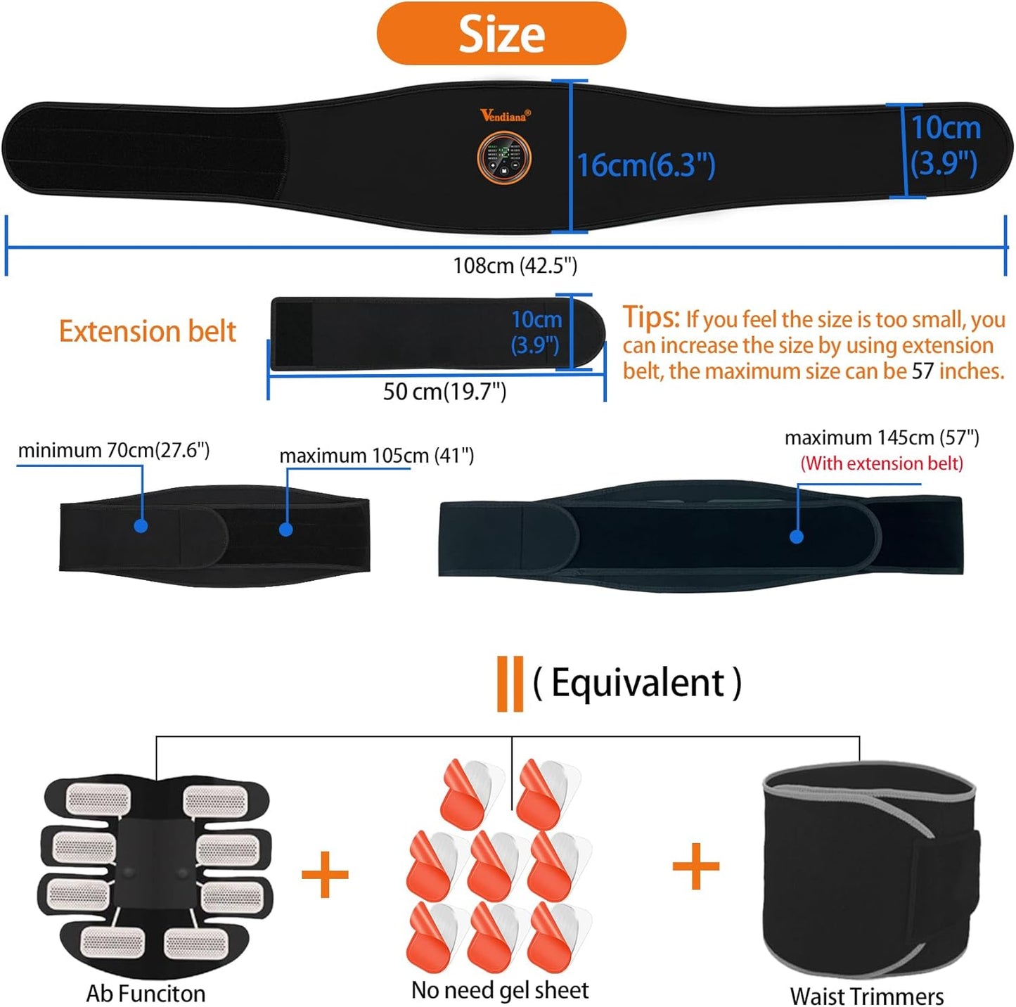 ABS Stimulator Muscle Toner Flex Fitness Belt for Waist Trimmers FDA Cleared AB Machine Abdominal Toning Ems (Black, One Size)
