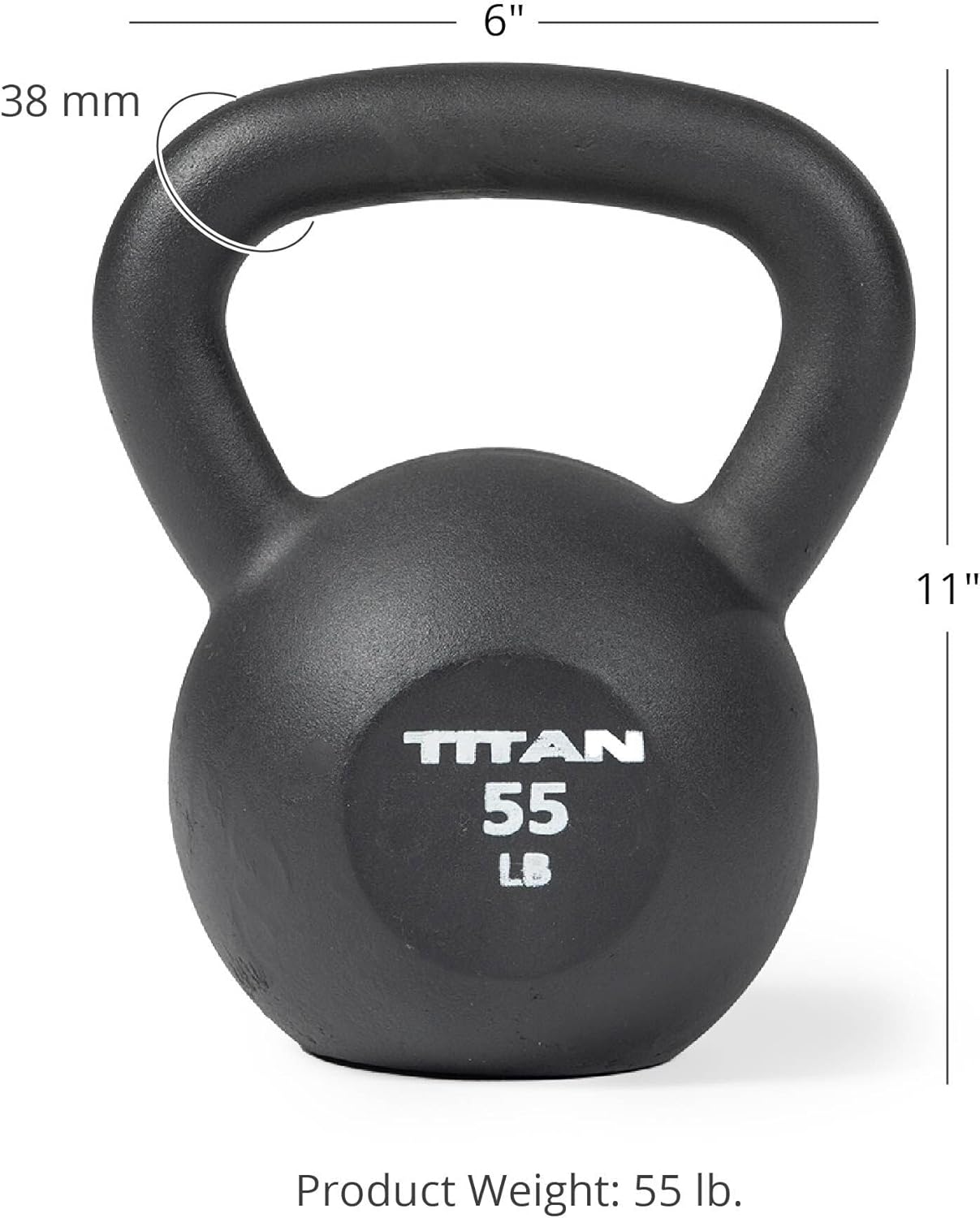 Titan Fitness 55 LB Cast Iron Kettlebell, Single Piece Casting, LB Markings, Full Body Workout