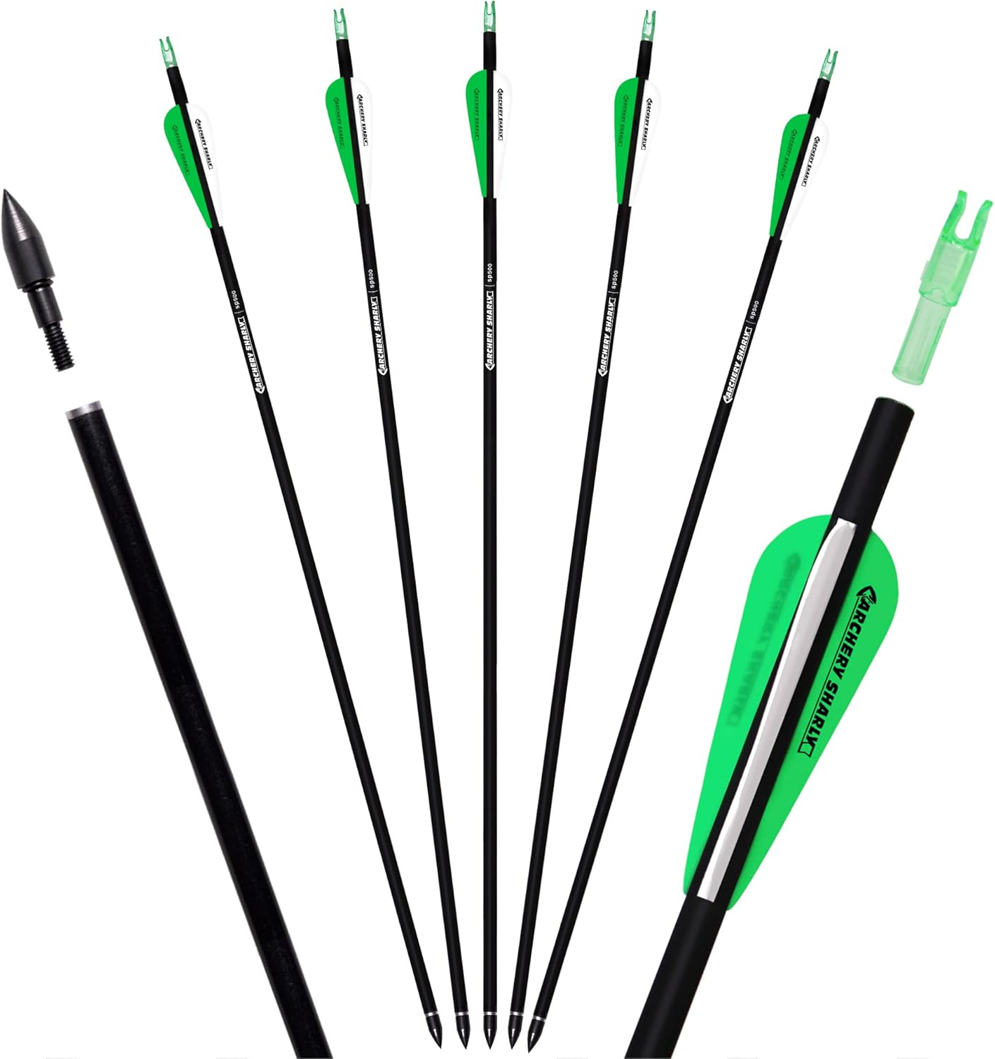 30Inch Carbon Hunting Arrow Targeting Practice Arrows with Removable Tips and Adjustable Nocks for Compound & Recurve Bow (Pack of 12)
