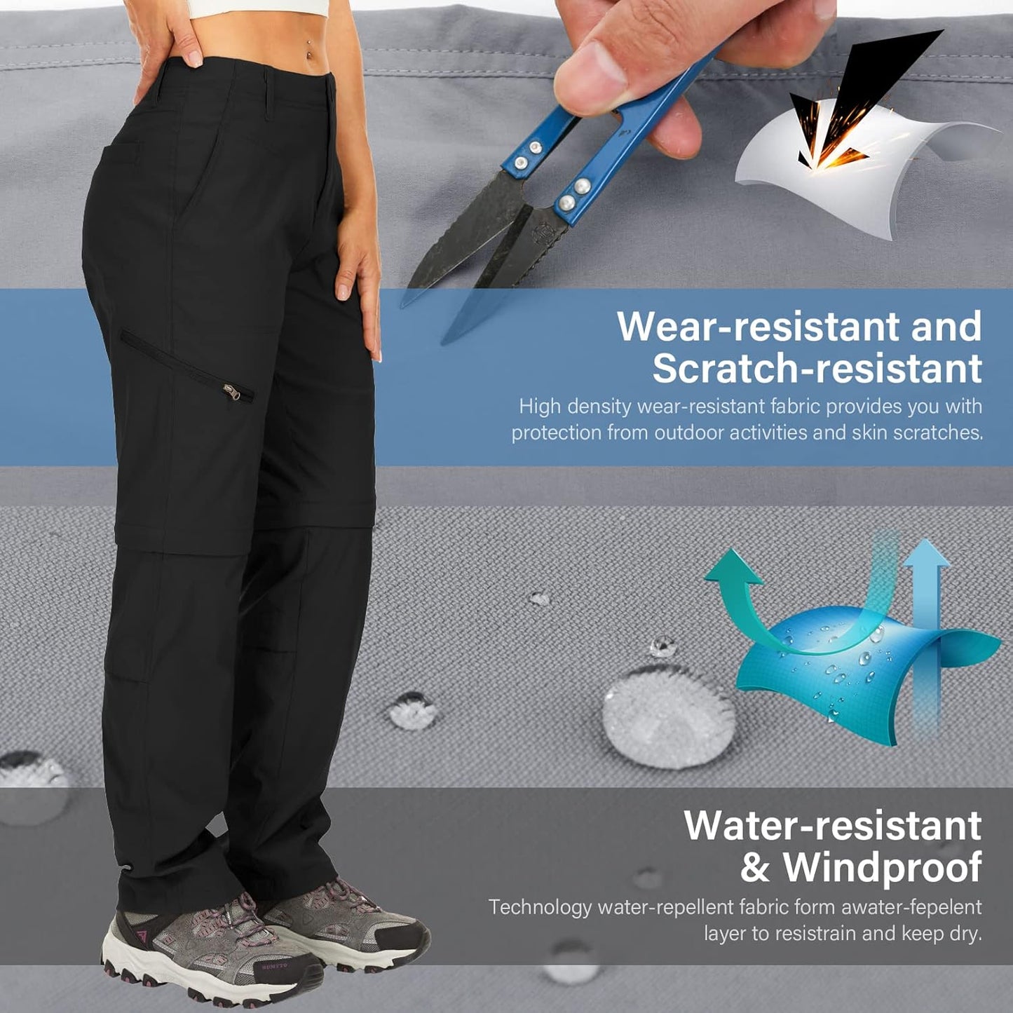 Women's Hiking Pants Convertible Zip Off Lightweight Quick Dry Outdoor Travel Camping Safari fising Pants