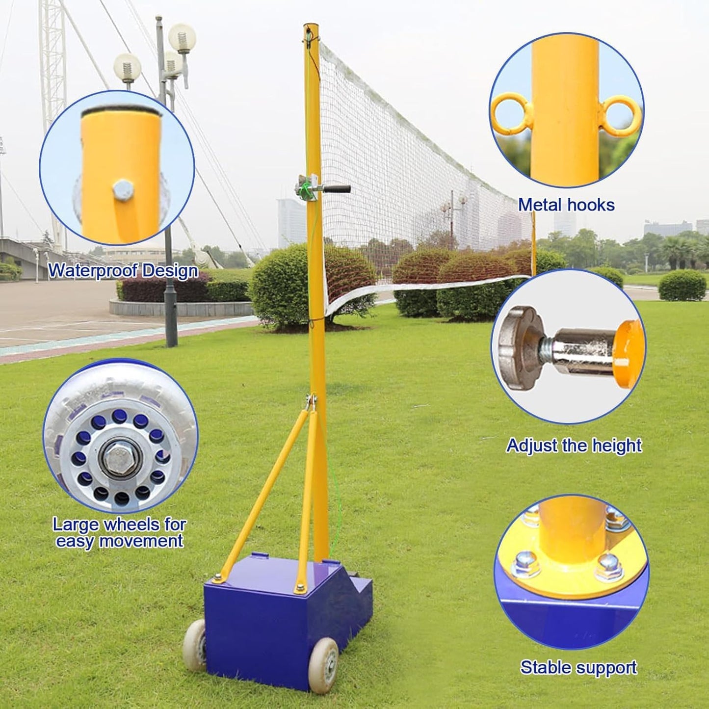 Volleyball Poles, Volleyball Net for Backyard Adjustable Height Poles, Outdoor Portable Volleybal Net Training Stands, Heavy Duty Badminton Nets Sets,for Adults Youth