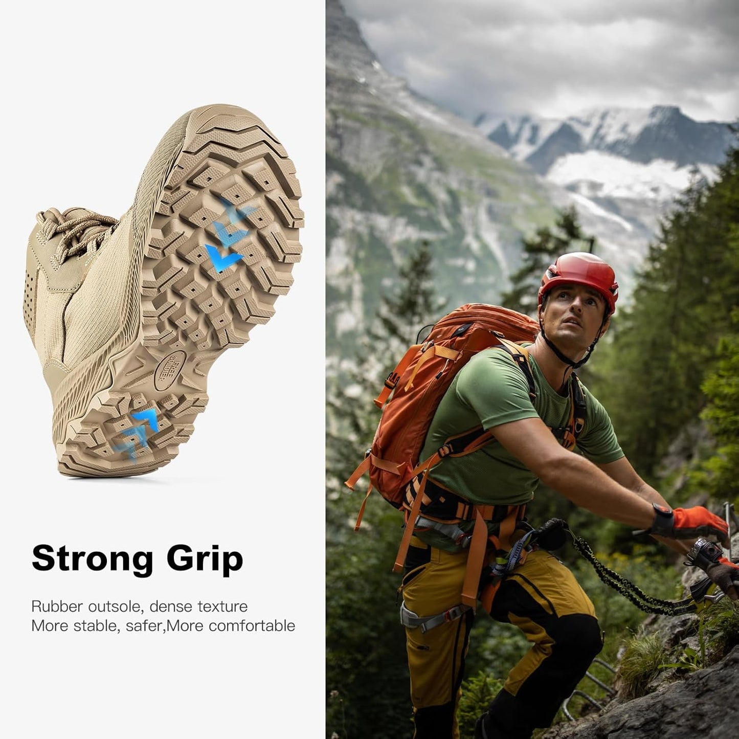 FREE SOLDIER Men's Tactical Hiking Boots Breathable Desert Boots Lightweight Work Military Boots