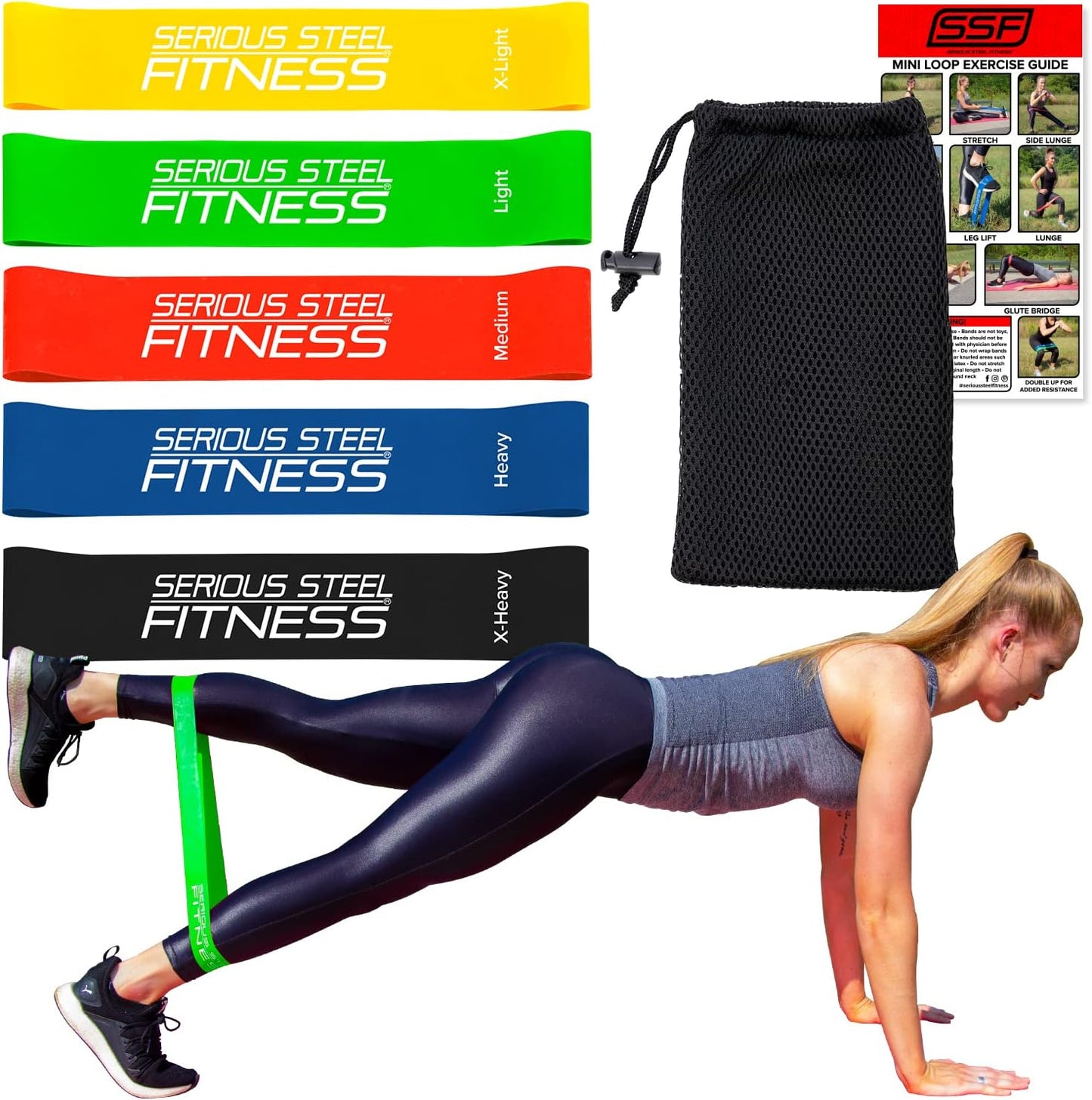 Serious Steel Fitness Mini Resistance Loop Bands | Rehab and Prehab Stretch Bands | 12" Exercise Workout Bands (Sets of 5 Pack and Sets of 10 Pack Trainer Options Available!)
