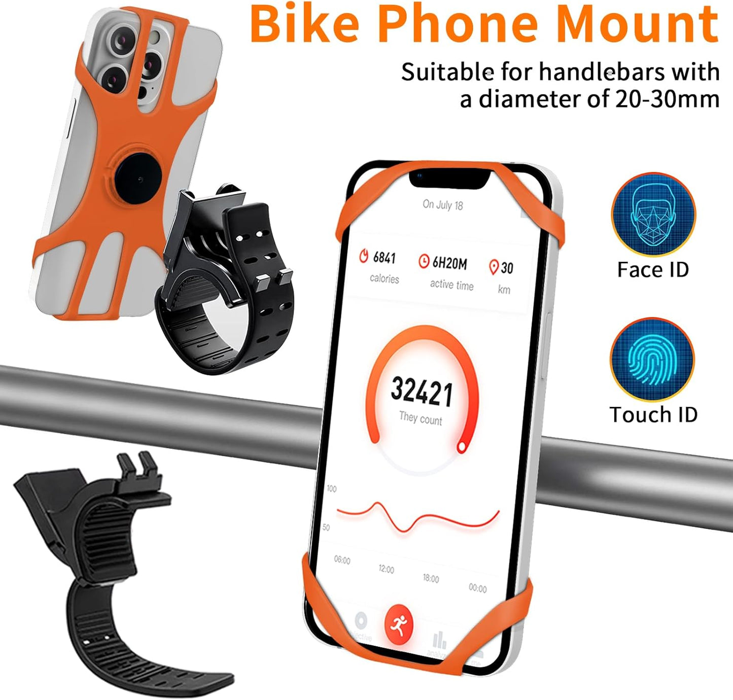 3in1 Phone Holder for Running,Arm Band/Wrist Holder/Bike Mount,Phone Armbands 360° Rotation & Detachable Fit All 4.5-7" Cellphone for iPhone 16/15/Pro/ProMax/14/13/12/mini/Pro Max/XS/XR
