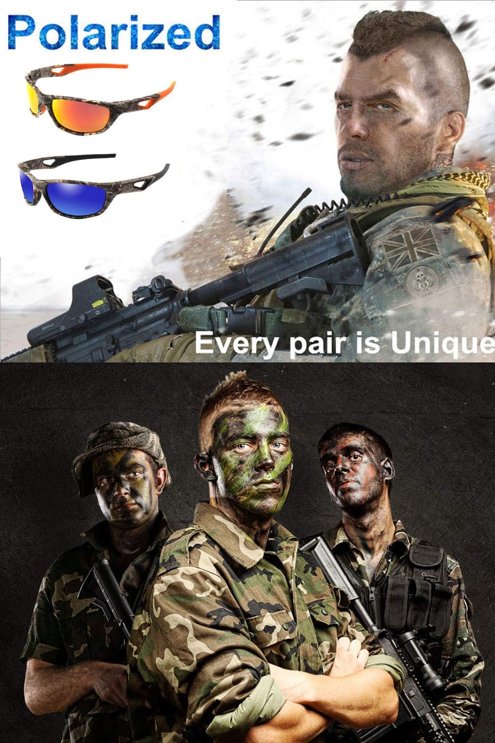 Polarized Outdoor Sports Sunglasses Tr90 Camo Frame for Men Women Driving Fishing Hunting Reduce Glare