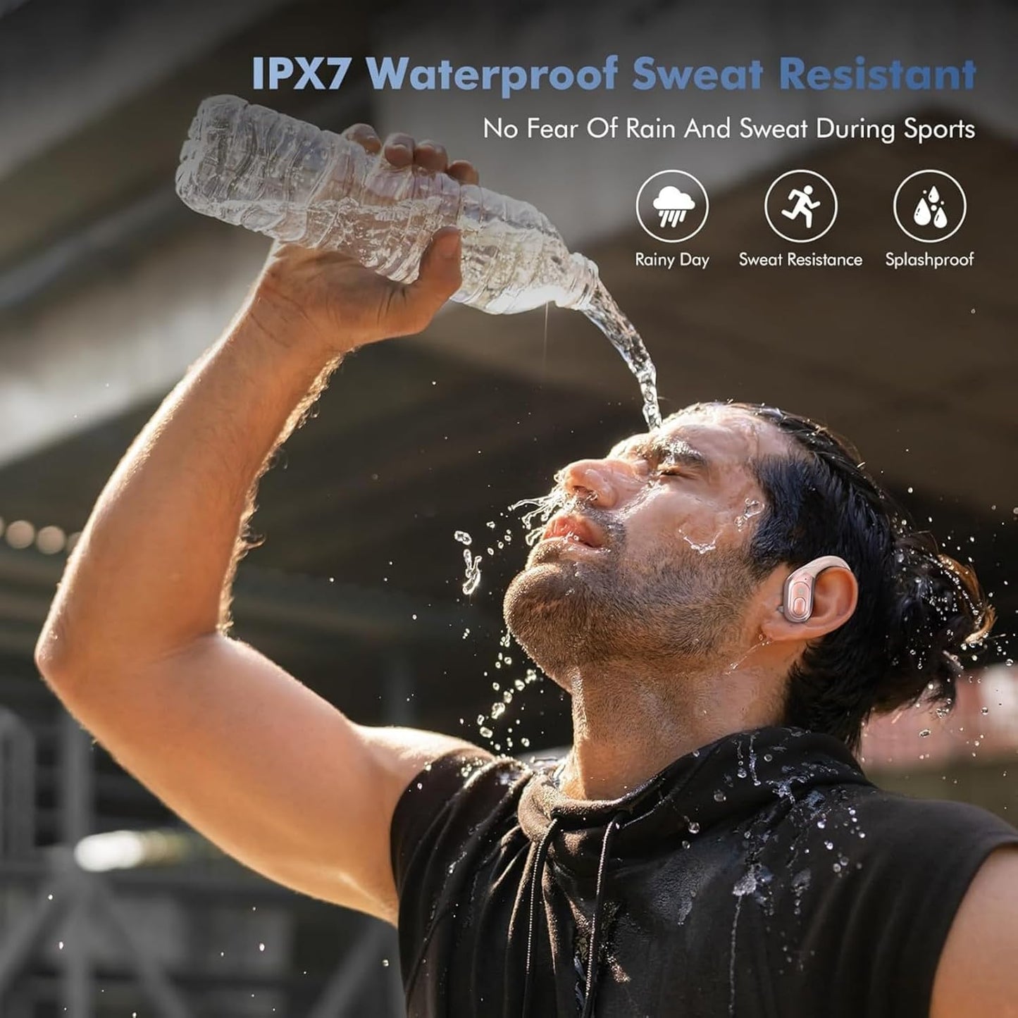 Wireless Earbuds Bluetooth 5.4 Headphones, Noise Canceling Ear Buds with 75hr Playtime, LED Power Display, IPX7 Waterproof Earphones Over-Ear Earphones for Sports/Workouts - Rose Gold