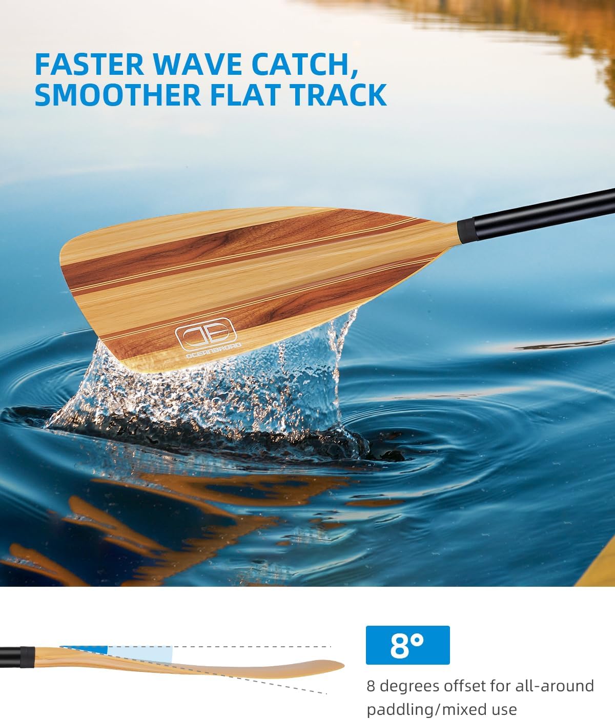 OCEANBROAD SUP Paddle - Adjustable Stand-Up Paddle for Paddleboard Kayak, Adjustable Aluminum Alloy Shaft with Reinforced Nylon Blades